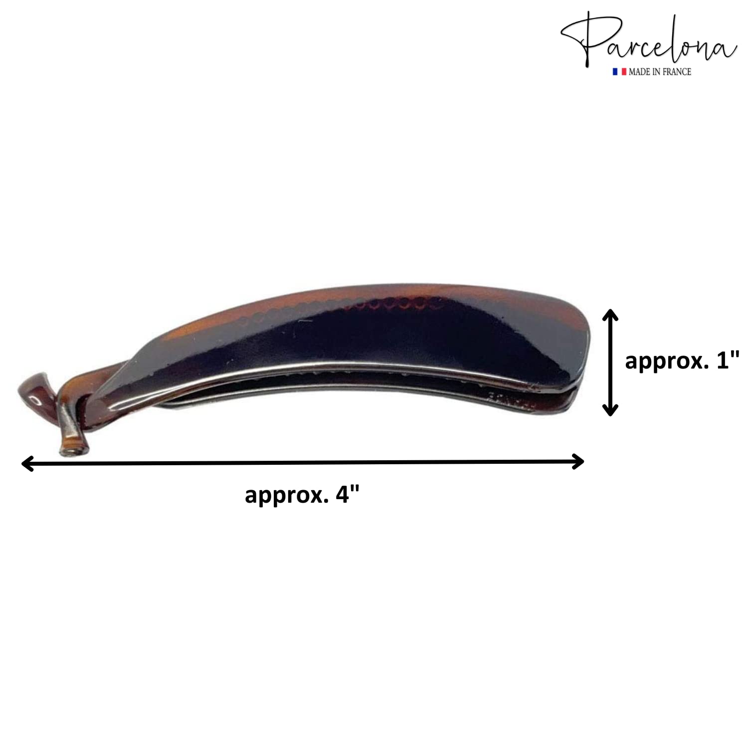 Parcelona French Lock Black and Brown 4” Set of 2 Cellulose Banana Hair Clips