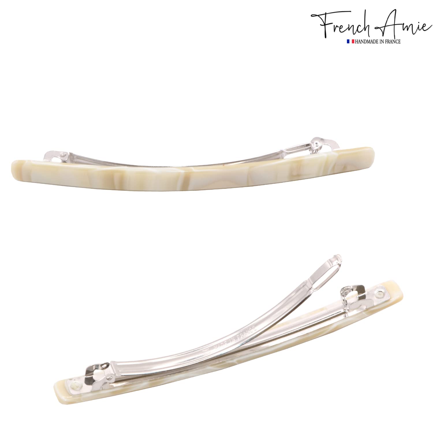 French Amie Long And Thin Large 4” Cellulose Handmade Hair Clip Barrette