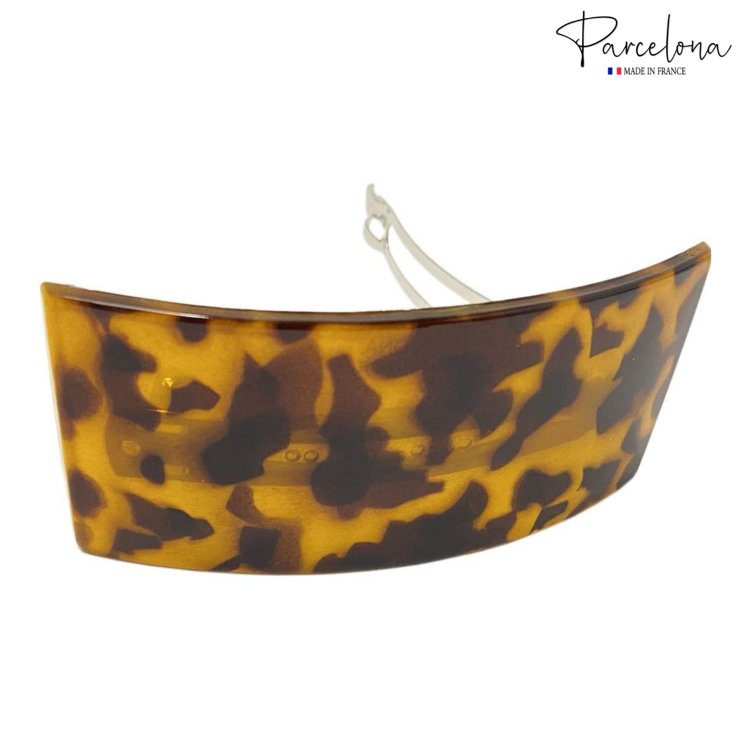 Parcelona French Broad Rectangle Light Brown Extra Large Wide Hair Barrette