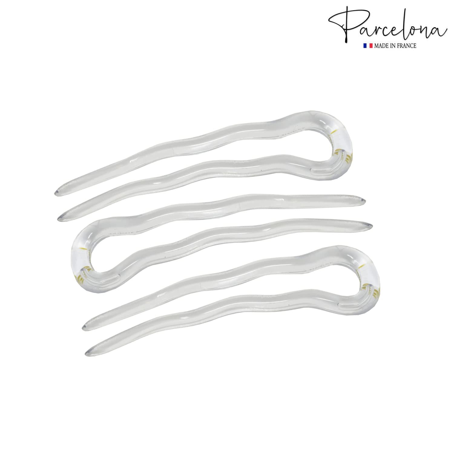 Parcelona French Mystic Large 3" Cellulose Chignon U Shaped Hair Pins(Set of 3)