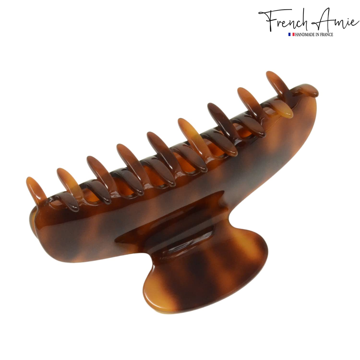 French Amie Thin Oval Large 4 1/4” Handmade Cellulose Acetate Jaw Hair Claw Women