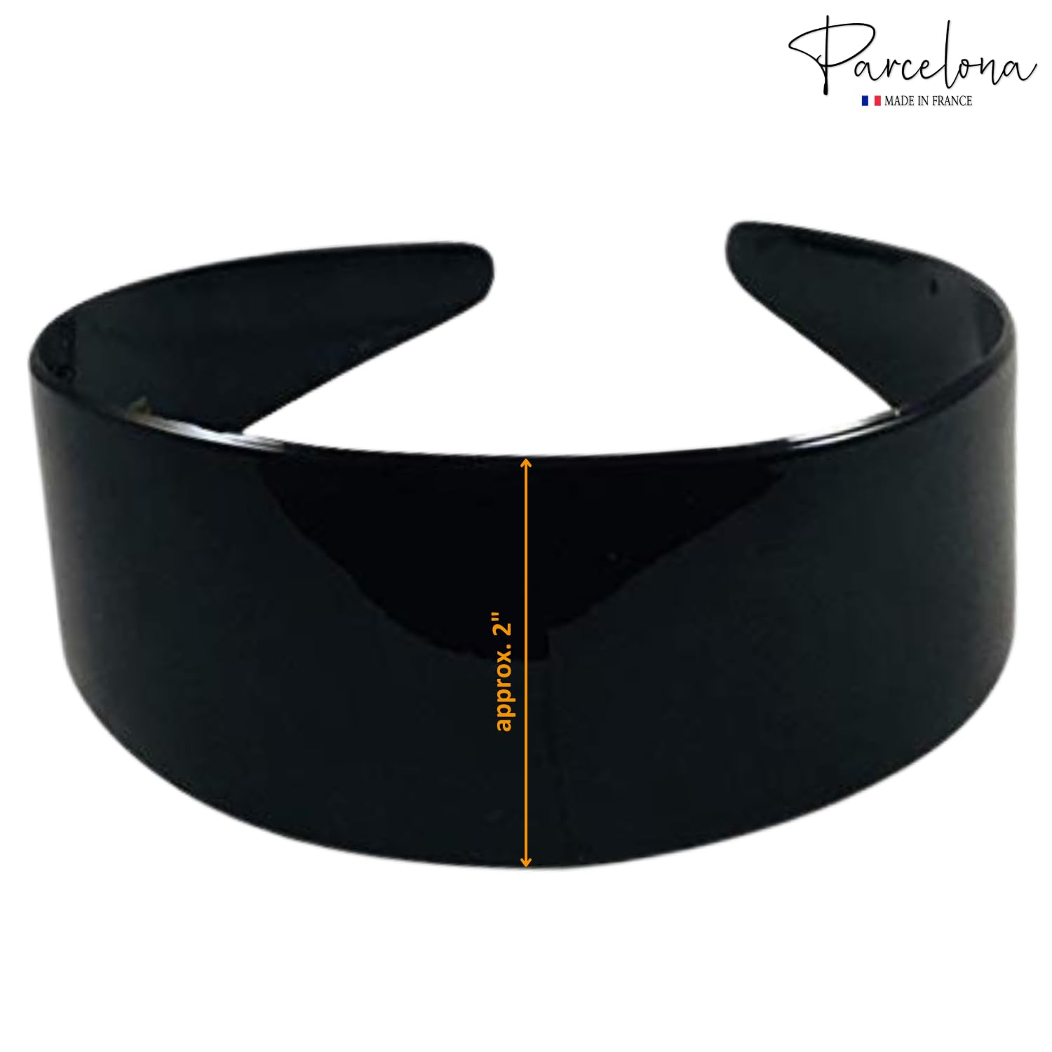 Parcelona French 2” Wide with Teeth Cellulose Celluloid Hair Headband for Women
