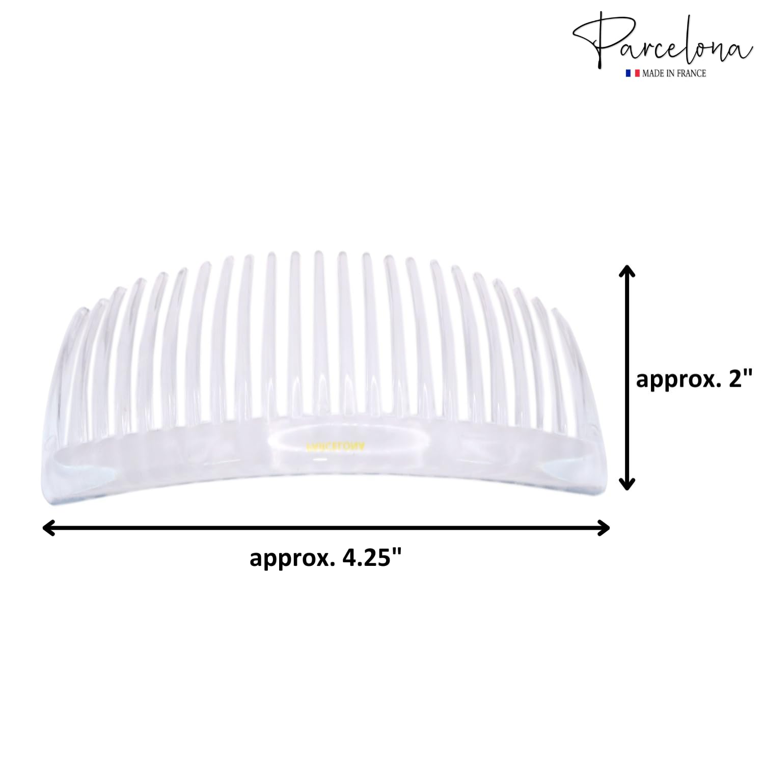 Parcelona French Glossy Large Cellulose Updo 23 Teeth Hair Side Combs(2 Pcs)