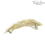 French Amie Classy Leaf Large Celluloid Handmade Hair Clip Barrette for Women