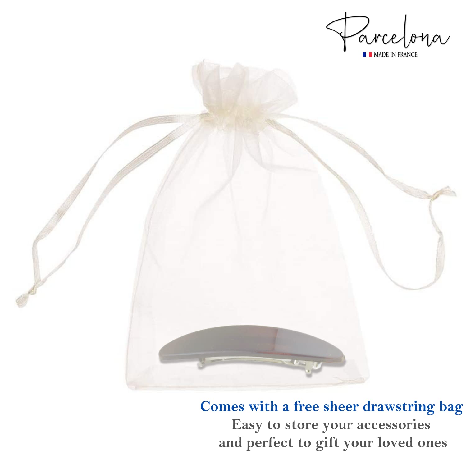 Parcelona French Small Oval Cellulose Shell Automatic Hair Clip Hair Barrette