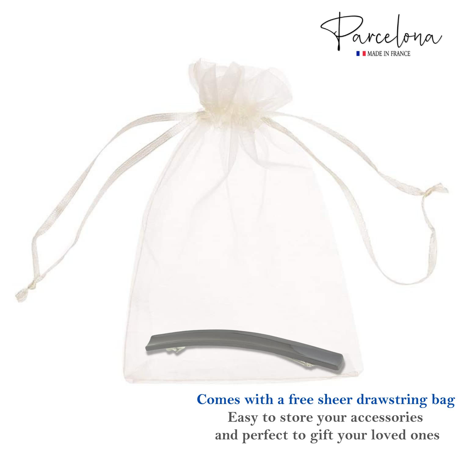 Parcelona French Long and Thin Large Cellulose Hair Barrette for Women and Girls