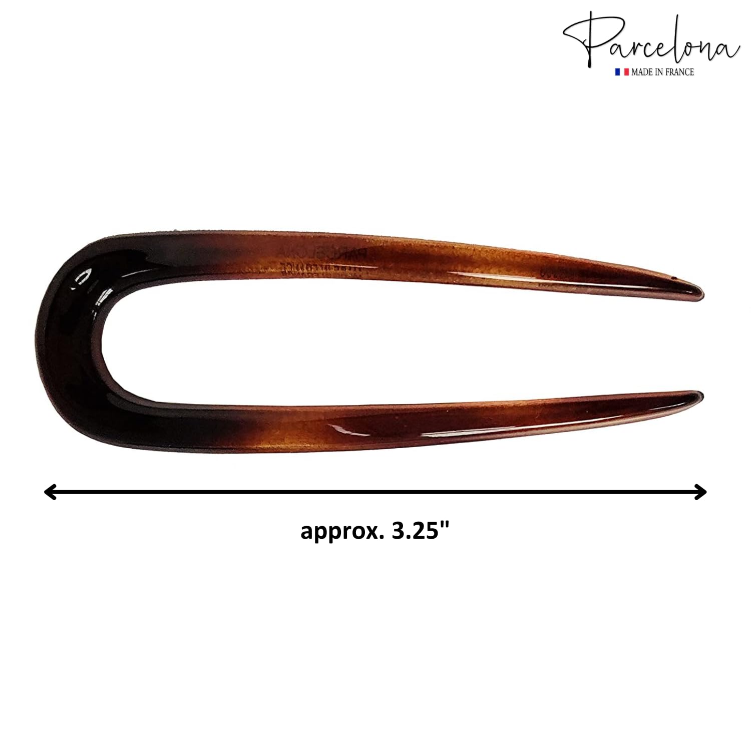 Parcelona French Paris Shell n Black Cellulose Chignon U Hair Pin Sticks(2 Pcs)