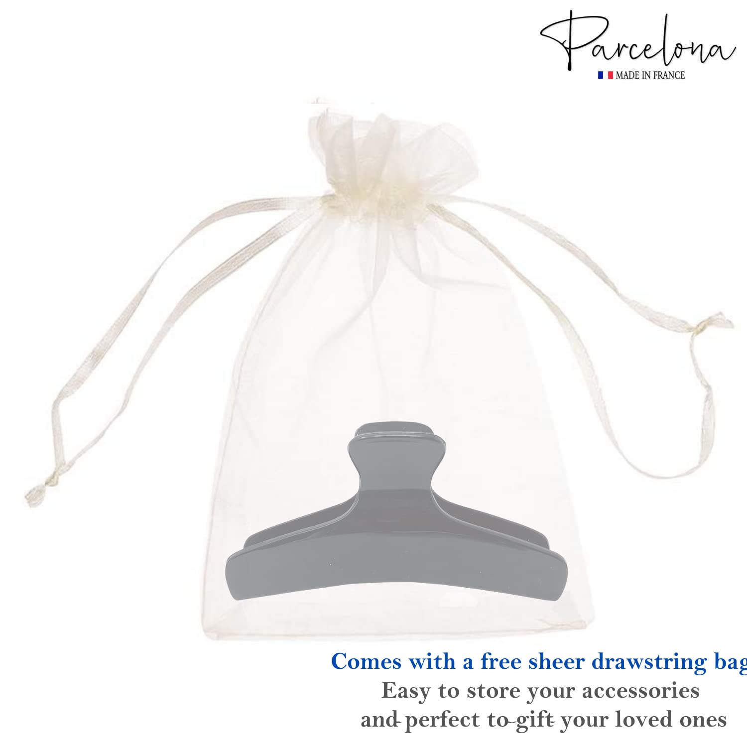 Parcelona French Flat Large 4” Salon Style Cellulose Jaw Hair Claw for Women