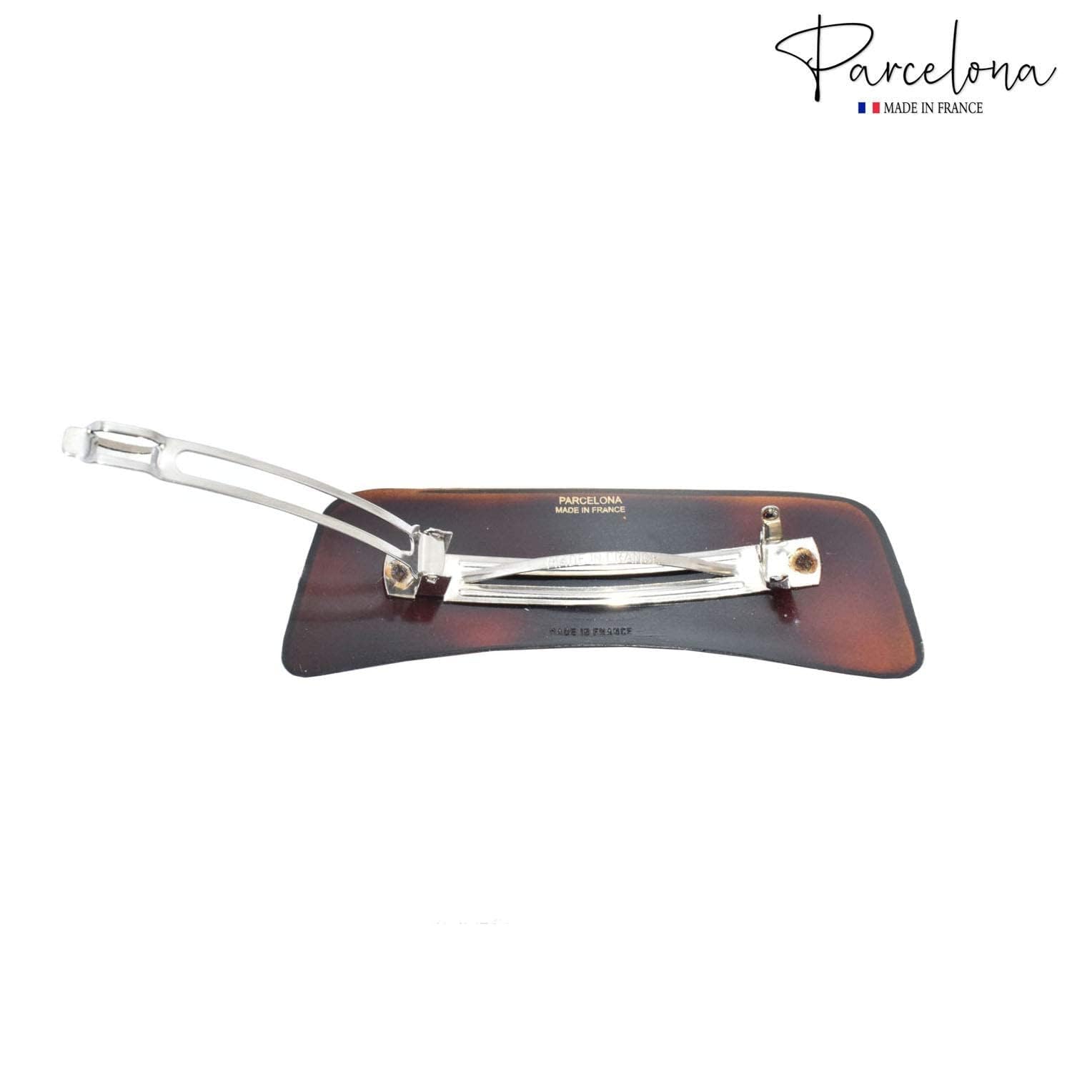 Parcelona French Curved Rectangle Shell Small Cellulose Hair Barrette for Women
