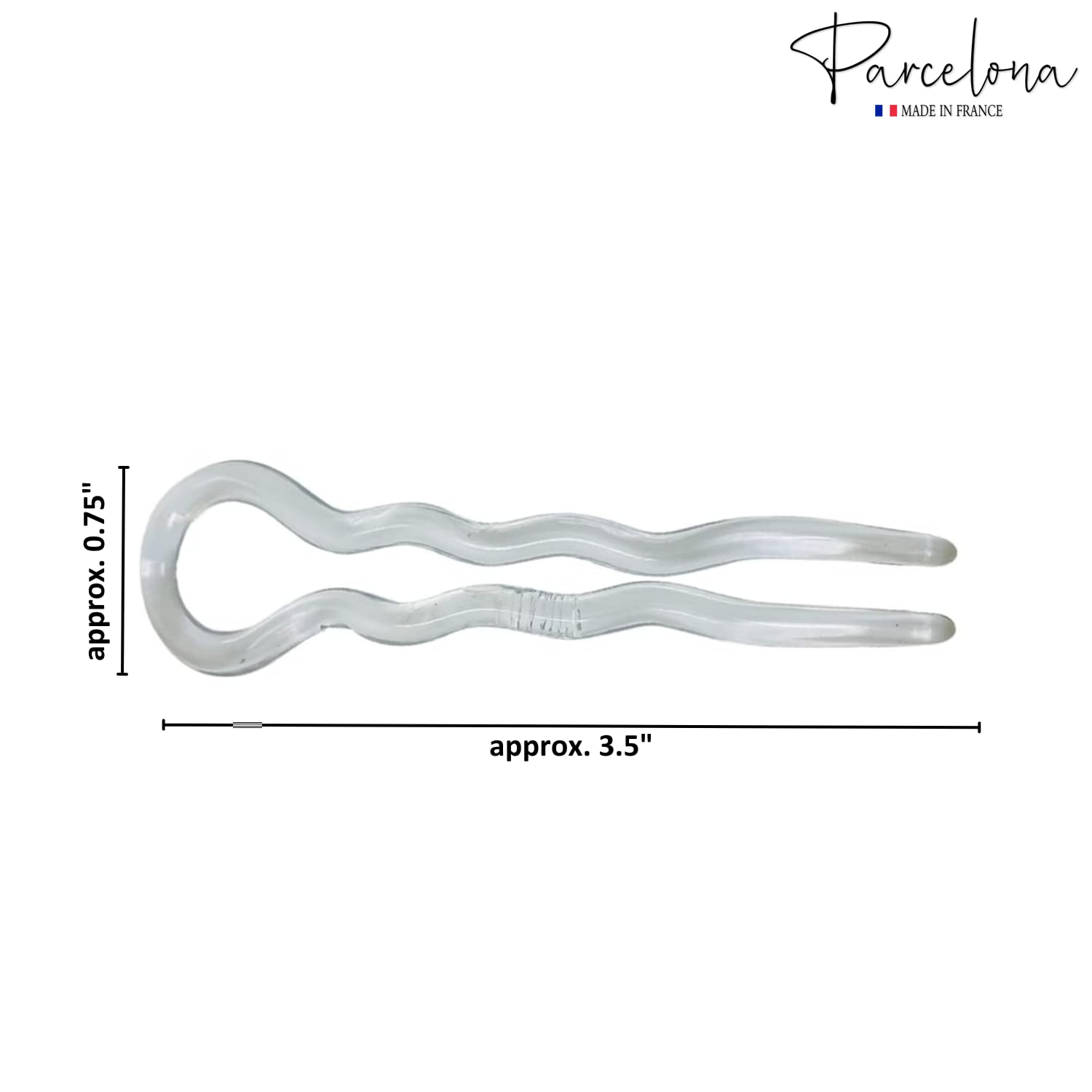 Parcelona French Sleek 3 1/2" Cellulose Wavy U Shaped Hair Pins for Women(3 Pcs)