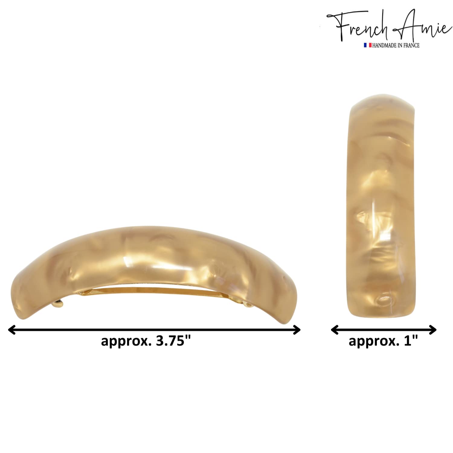 French Amie Curved Oblong Large Cellulose Handmade Hair Barrette for Women