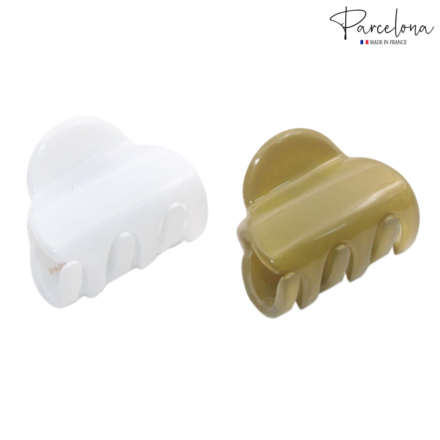 Parcelona French Chic Duo Small 1 1/4" Cellulose Hair Claw for Women and Girls