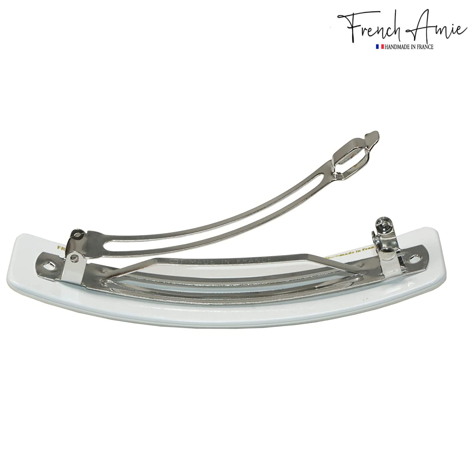 French Amie Long Rectangle Handmade Large Hair Barrette Clip for Women N Girls