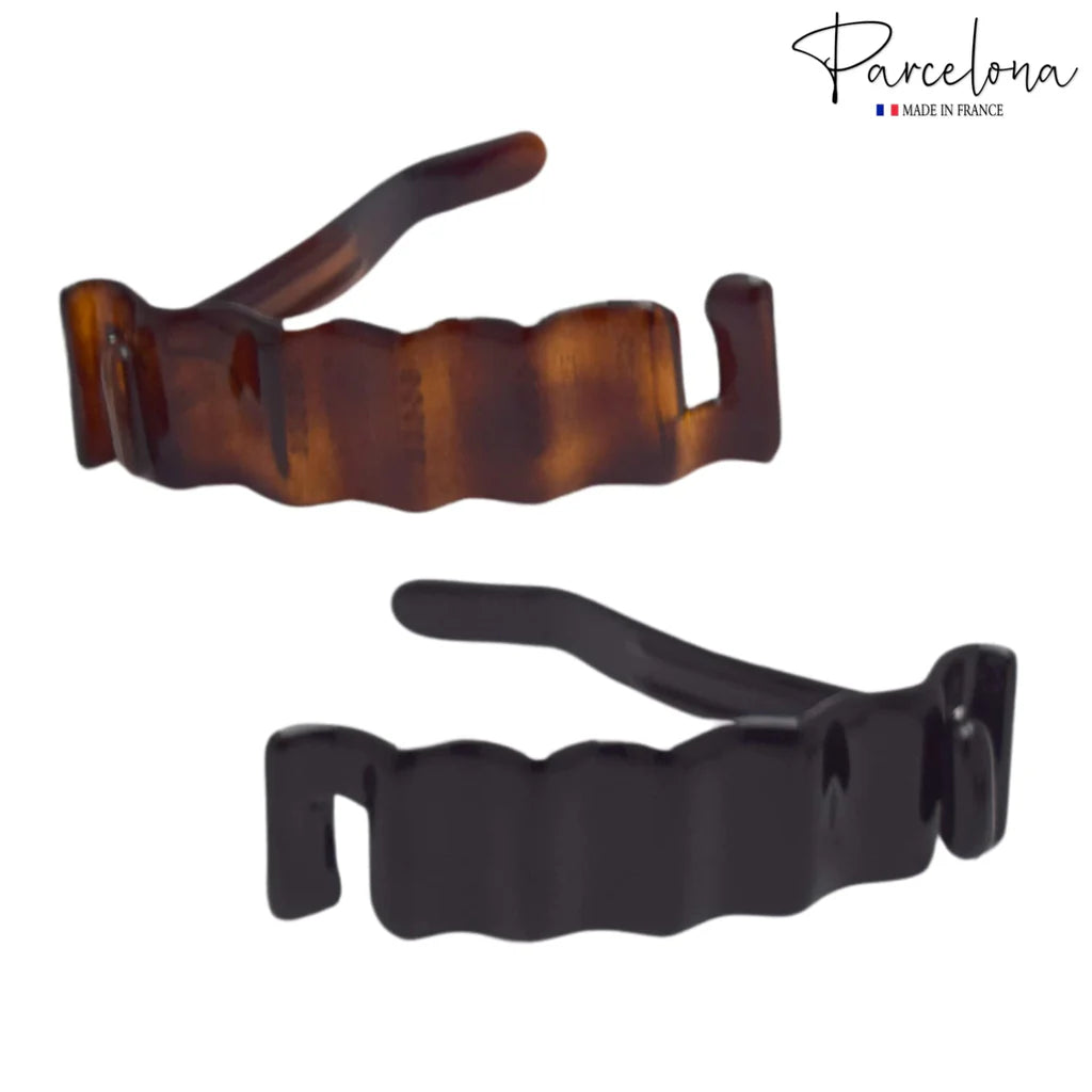 Parcelona French Crinkled Shell Small Metal Free Cellulose Hair Barrette