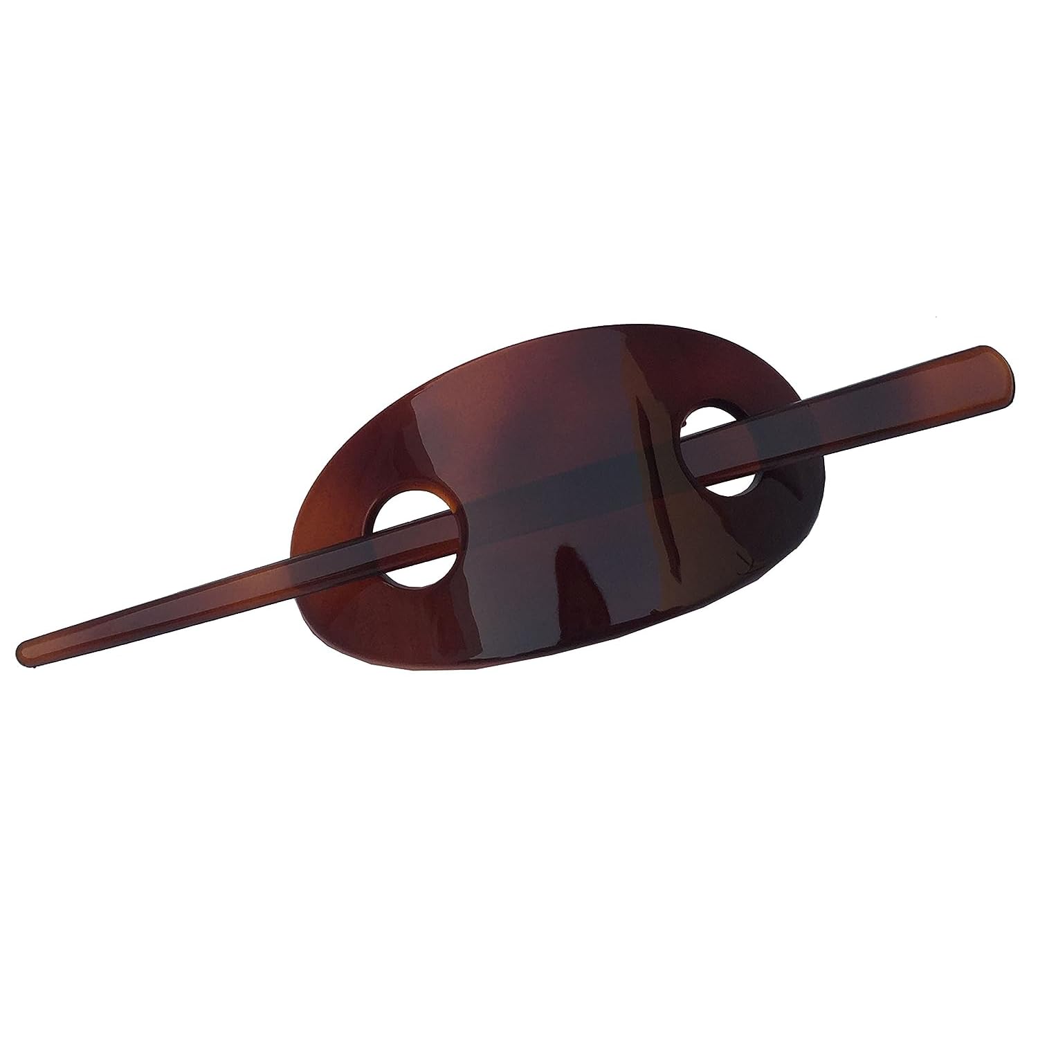Parcelona French Oval Shell Cellulose Hair Slider Bun Cover Clip With Stick