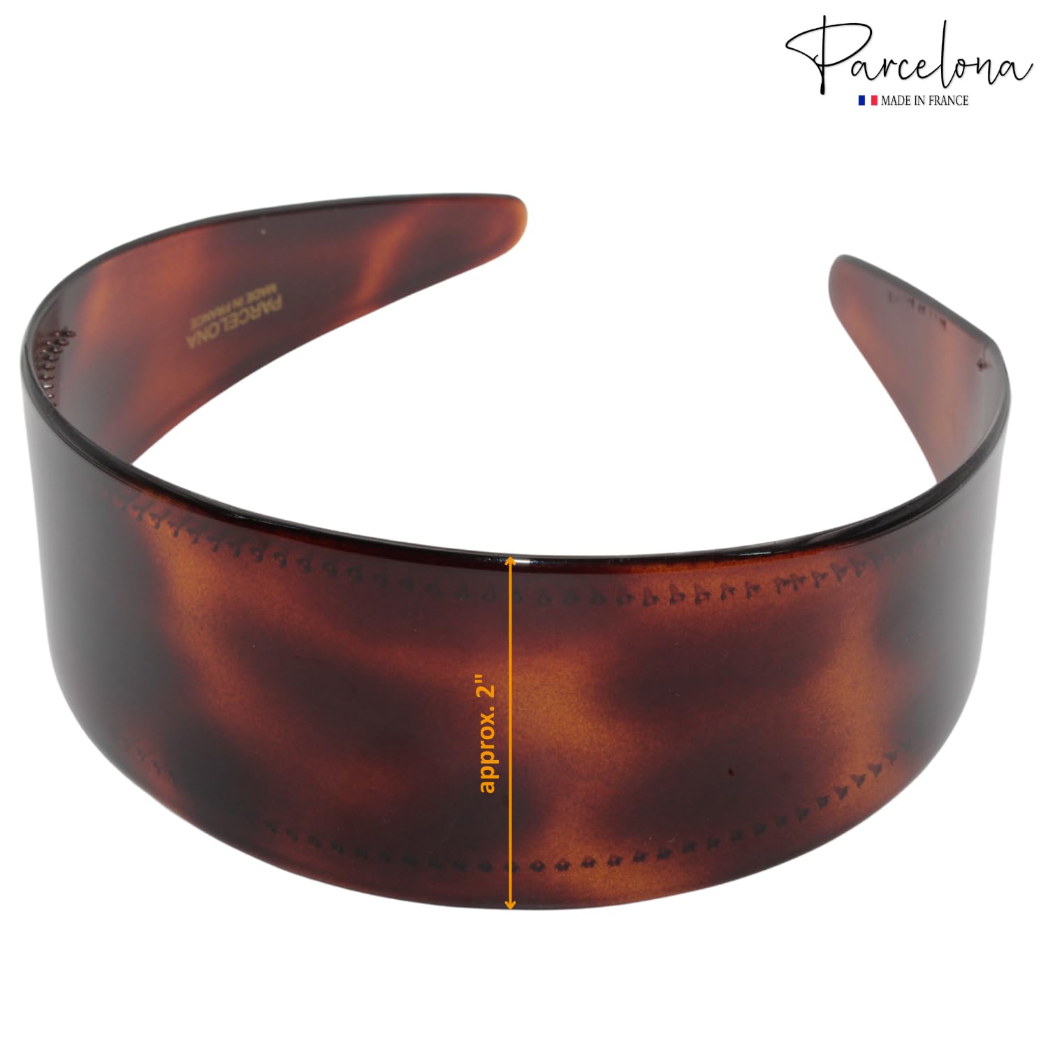 Parcelona French 2” Wide with Teeth Cellulose Celluloid Hair Headband for Women