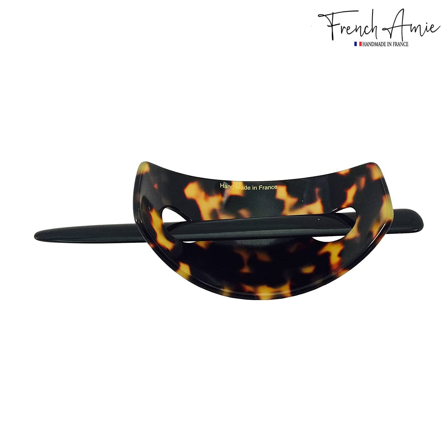 French Amie Oval Arch Handmade Celluloid Hair Bun Cover with Stick for Women