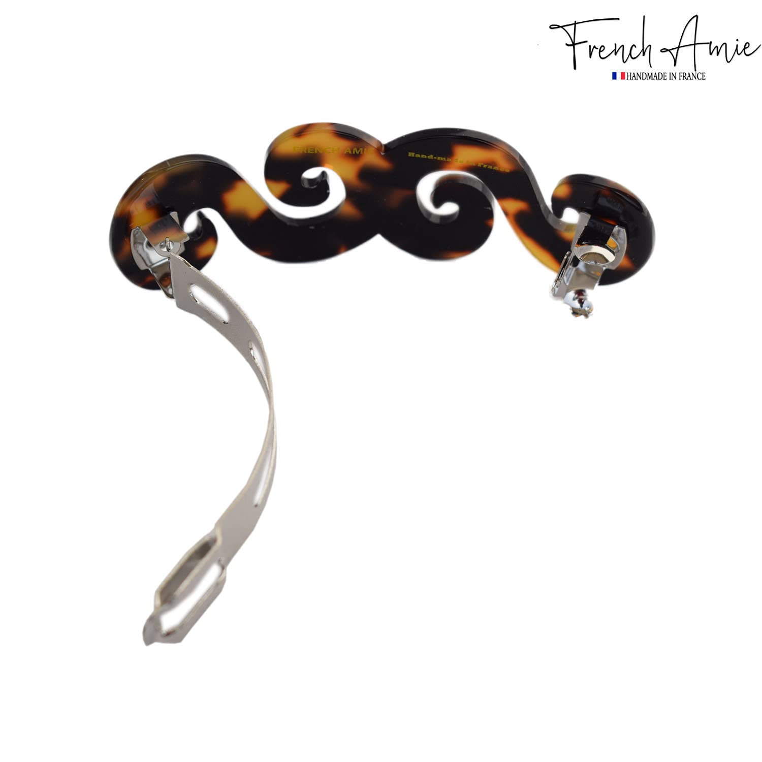 French Amie Swirls Tokyo Medium Cellulose Handmade Hair Clip with Silver Clasp