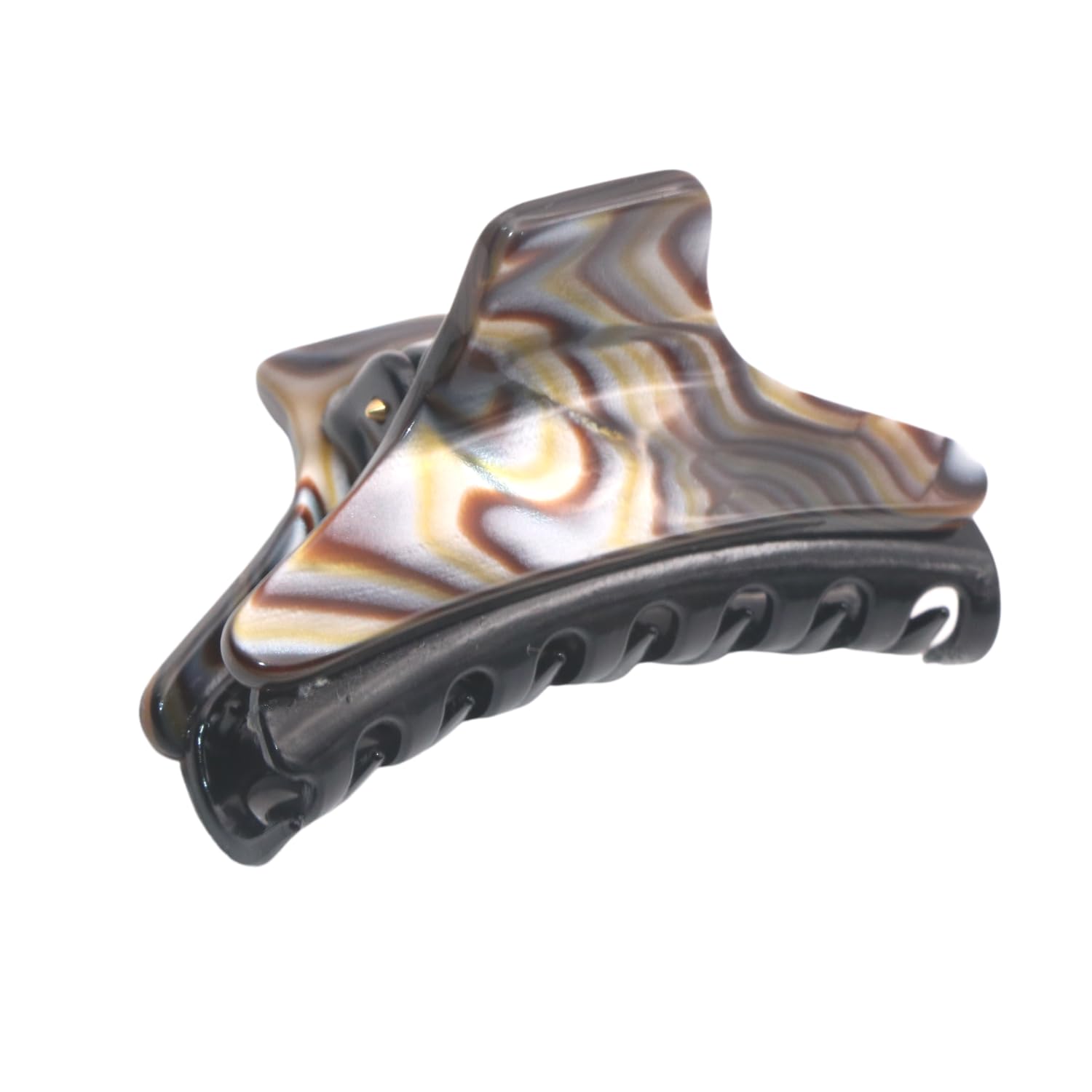 French Amie Skinny Silver Onyx Handmade Cellulose Jaw Hair Claw Clip for Women
