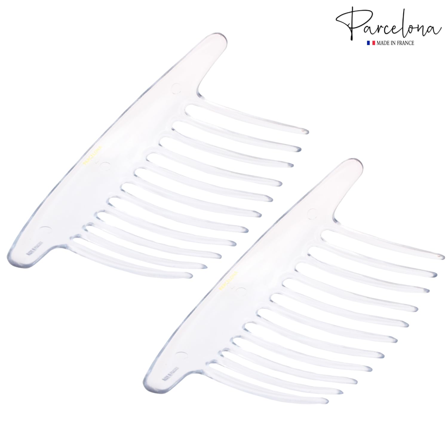 Parcelona French Tapered Edge 11 Teeth Side Hair Combs for Women & Girls (2Pcs)