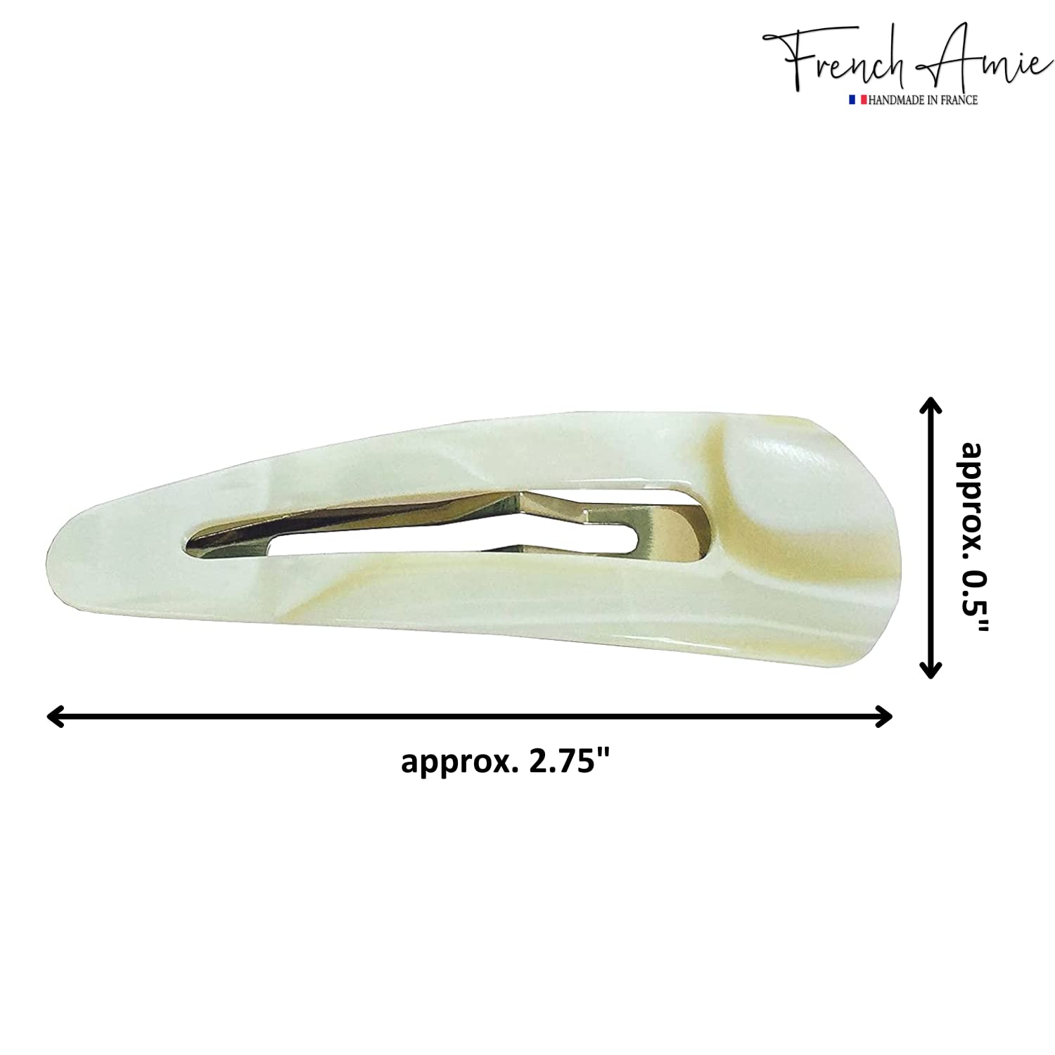 French Amie Clic Clac Large Handmade Cellulose Snap Hair Pins for Women(2 Pcs)
