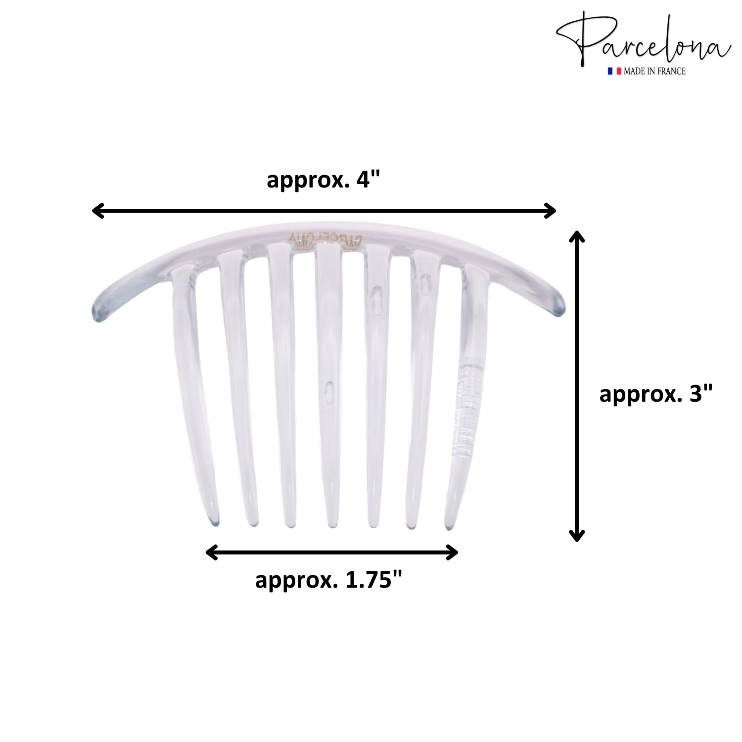 Parcelona French Twist 7 Teeth Large Cellulose Side Hair Combs for Women(2 Pcs)