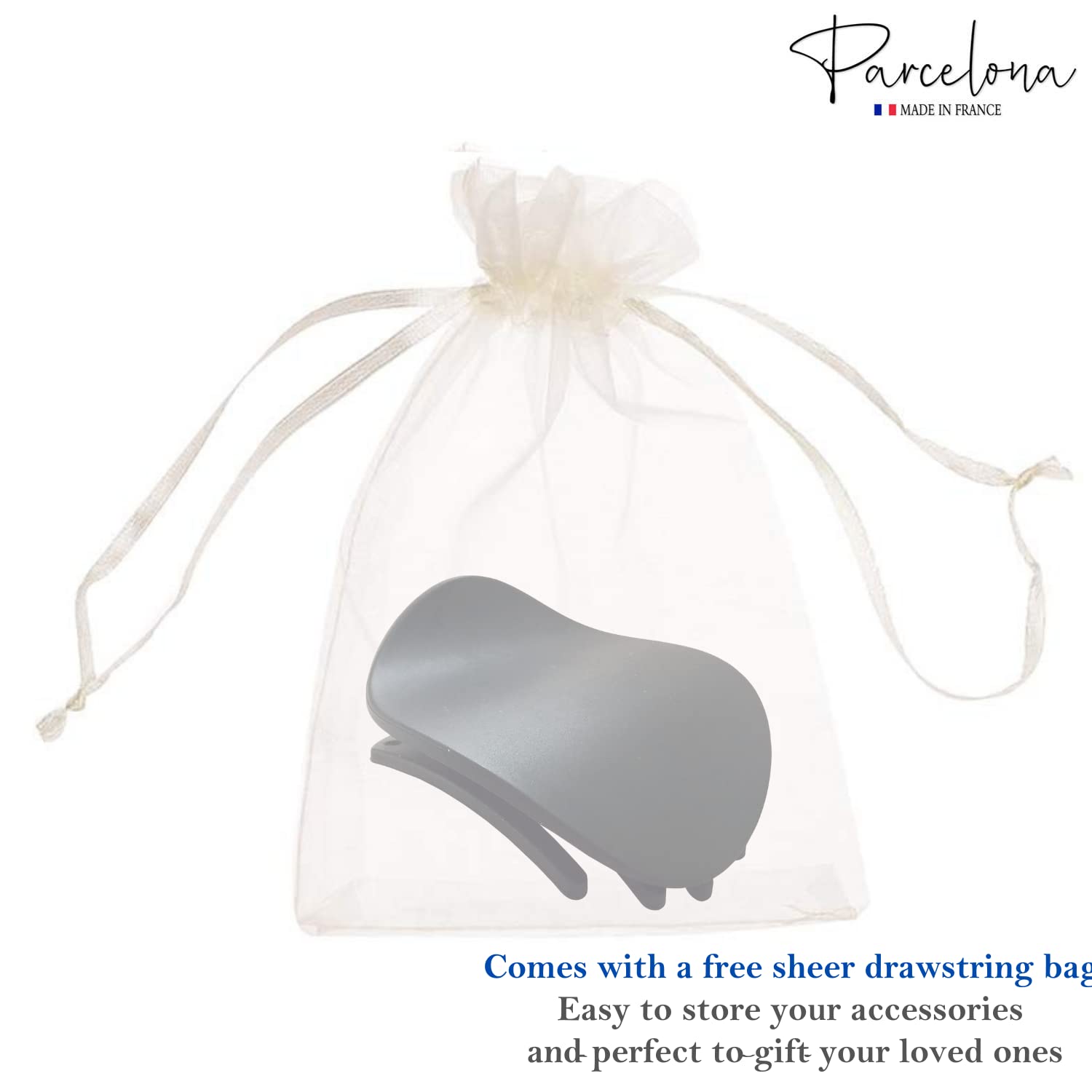 Parcelona French Onde Small 2 3/4" Cellulose Side Slide in Hair Claw for Women
