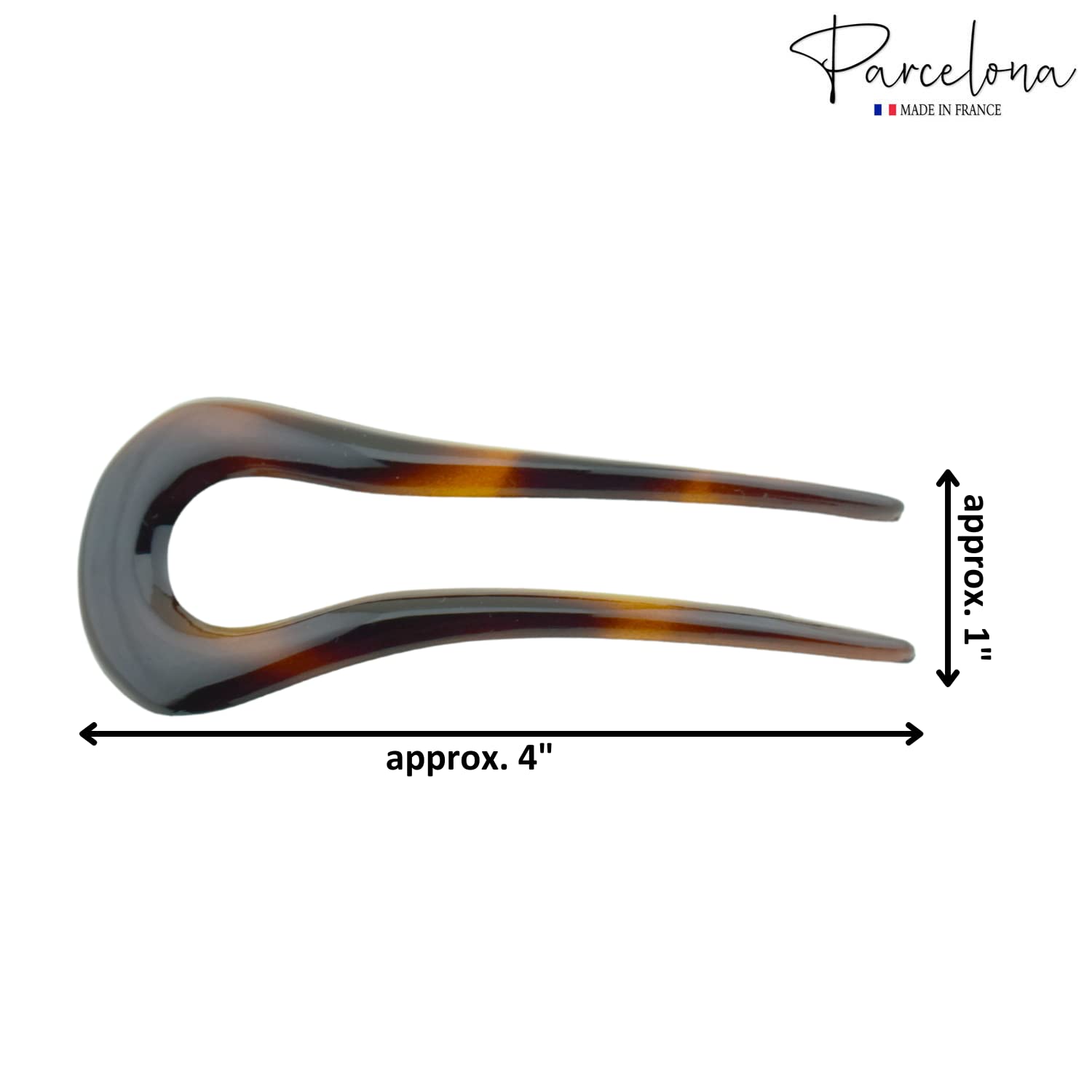 Parcelona French Curved U Large Cellulose Chignon Wavy Hair Stick for Women