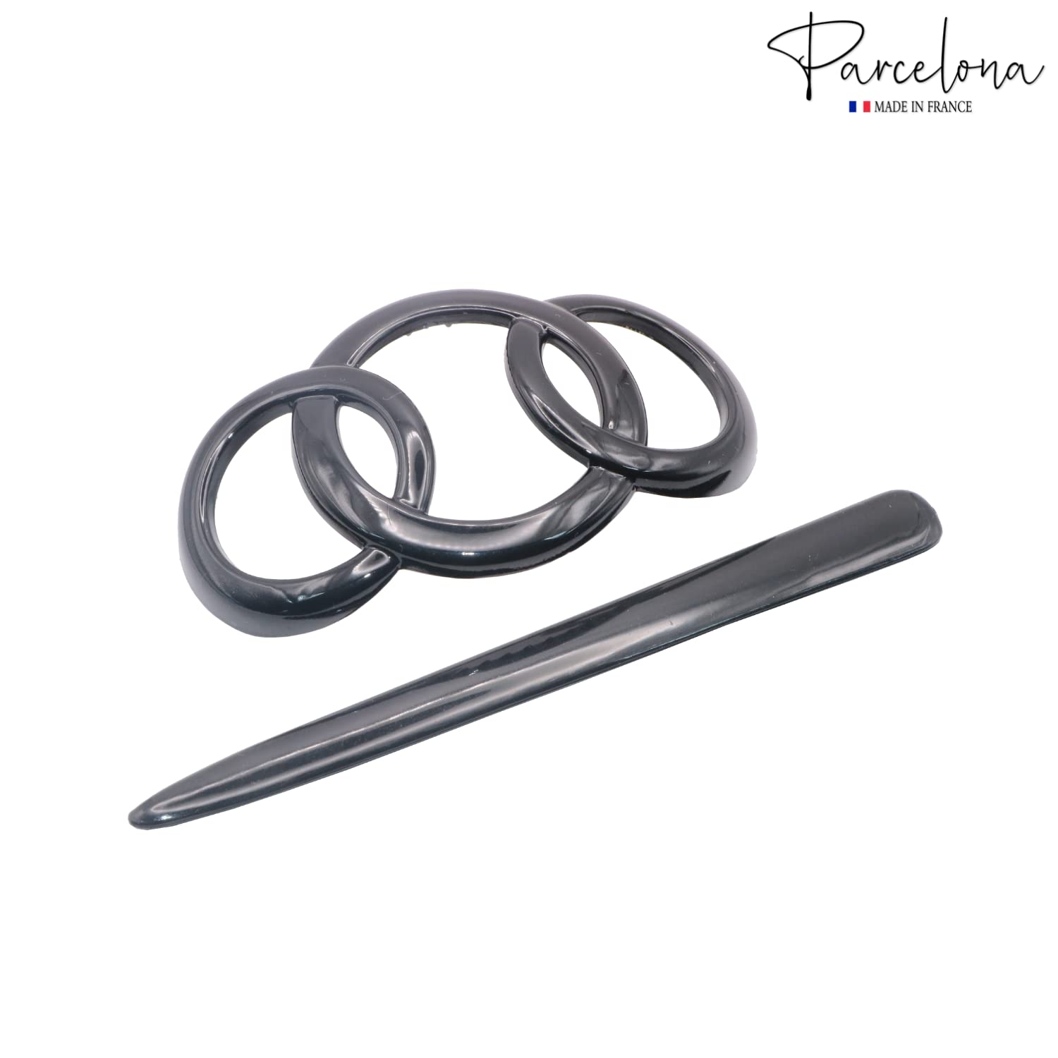 Parcelona French Triple Ringed Cellulose Barrette with Stick for Women and Girls