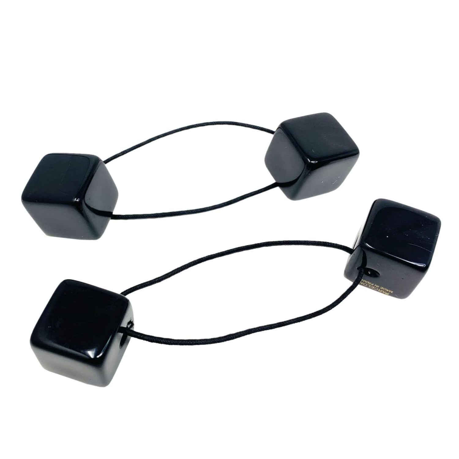 Parcelona French Twin Cube Small Cellulose Acetate Elastic Hair Ties (2 Pcs)