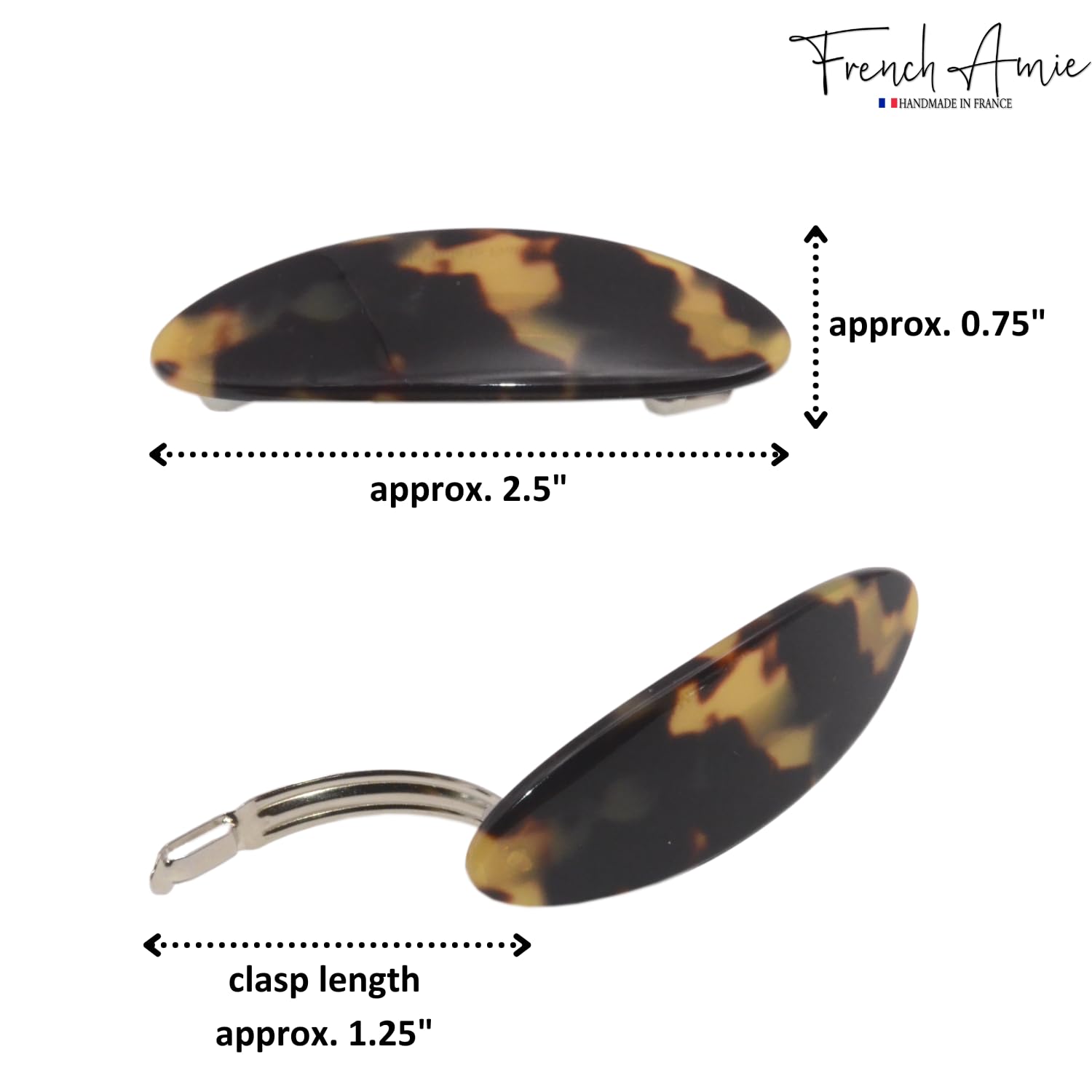 French Amie Oval Mini Set of 6 Handmade Celluloid Hair Clip Barrette for Girls