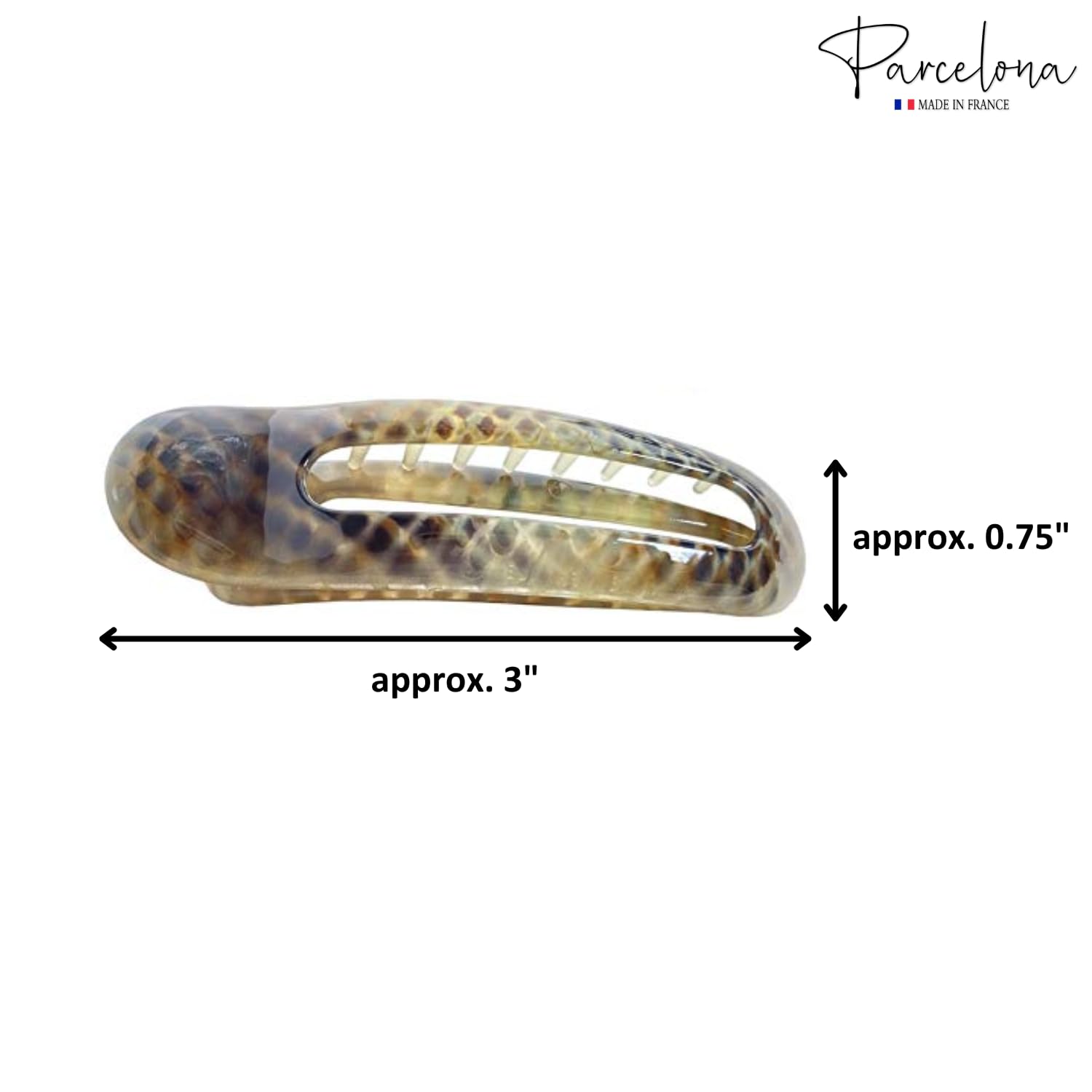 Parcelona French Oval Slider Small 3" Cellulose Side Hair Claw Clips(2 Pcs)