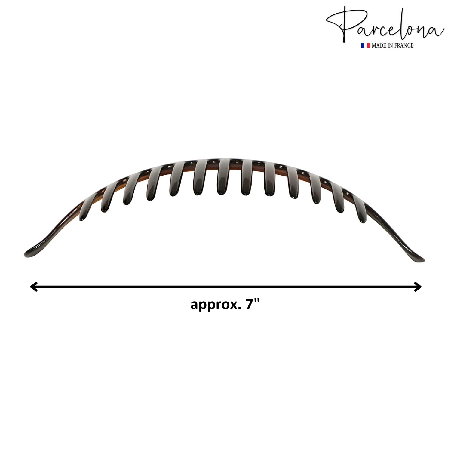 Parcelona French Tortoise Large 13 Teeth Banana Wide Edge Side Hair Combs(2 Pcs)