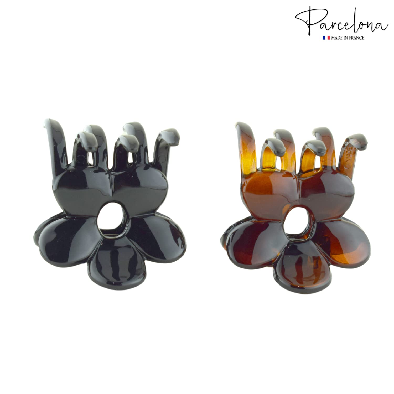 Parcelona French Belle Fleur Small 1 1/2" Cellulose Jaw Hair Claw for Women