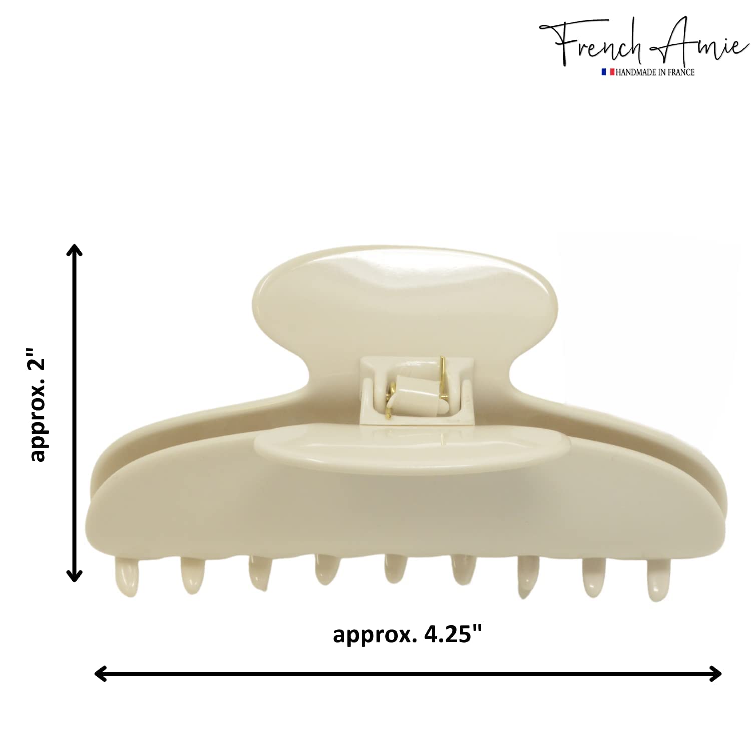 French Amie Thin Oval Large 4 1/4” Handmade Cellulose Acetate Jaw Hair Claw Women