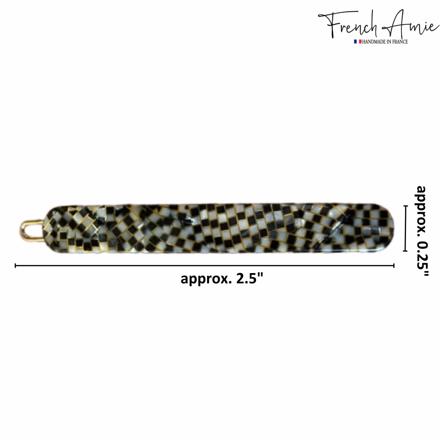 French Amie Rounded Oblong Small 2.5" Tige Boule Metal Clasp Hair Barrettes
