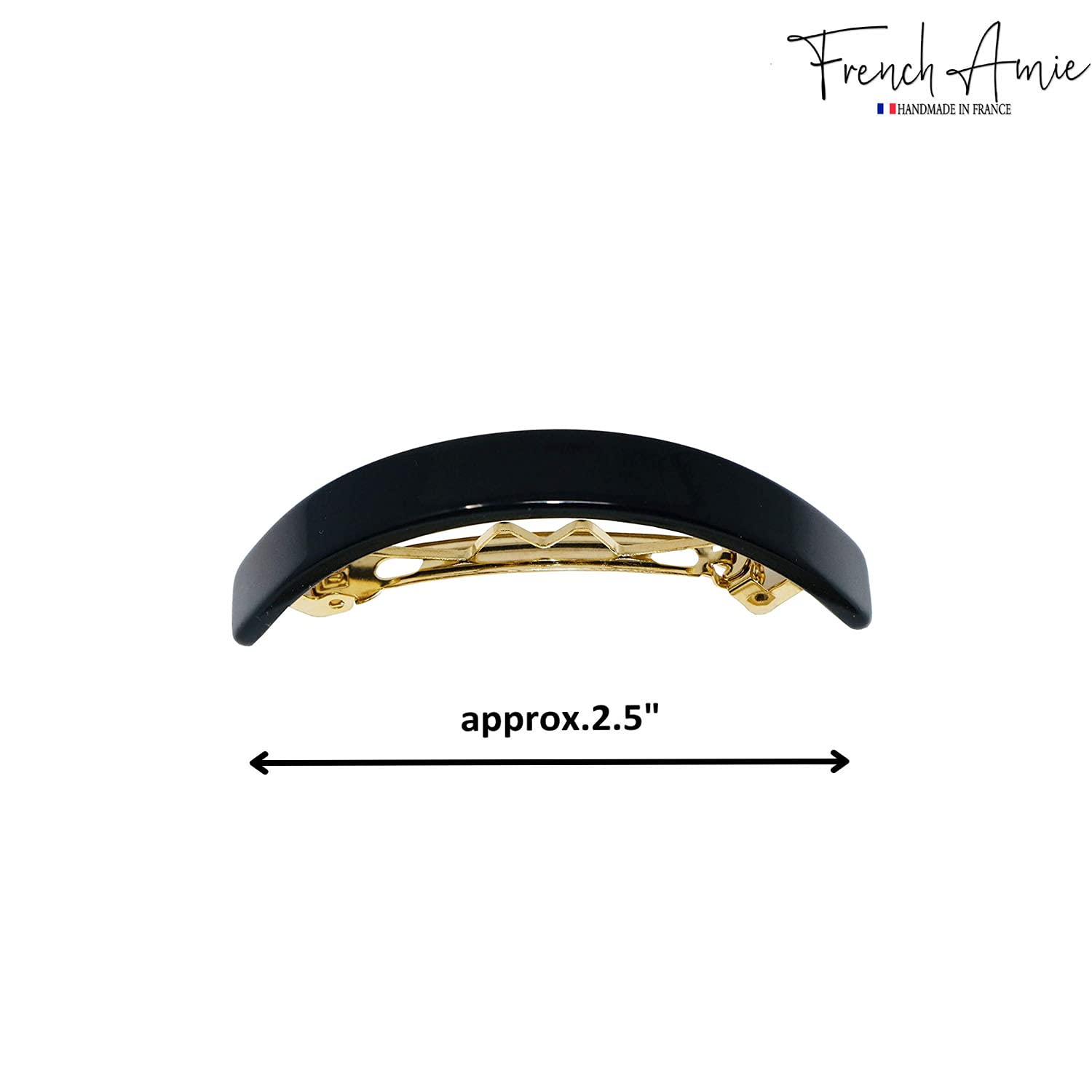 French Amie Curved Small Cellulose Handmade Hair Barrette for Women and Girls