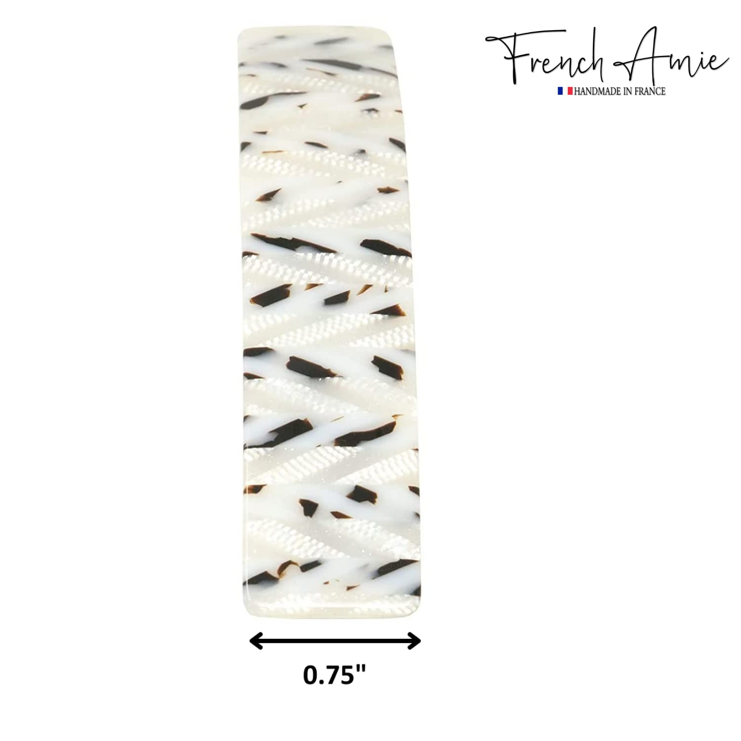 French Amie Oblong 3 1/2" Cellulose Handmade Automatic Hair Barrette for Women