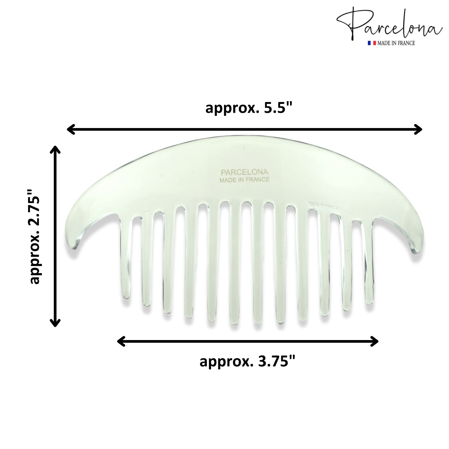 Parcelona French Alice Large Cellulose 12 Teeth Side Hair Combs for Women 2 Pcs