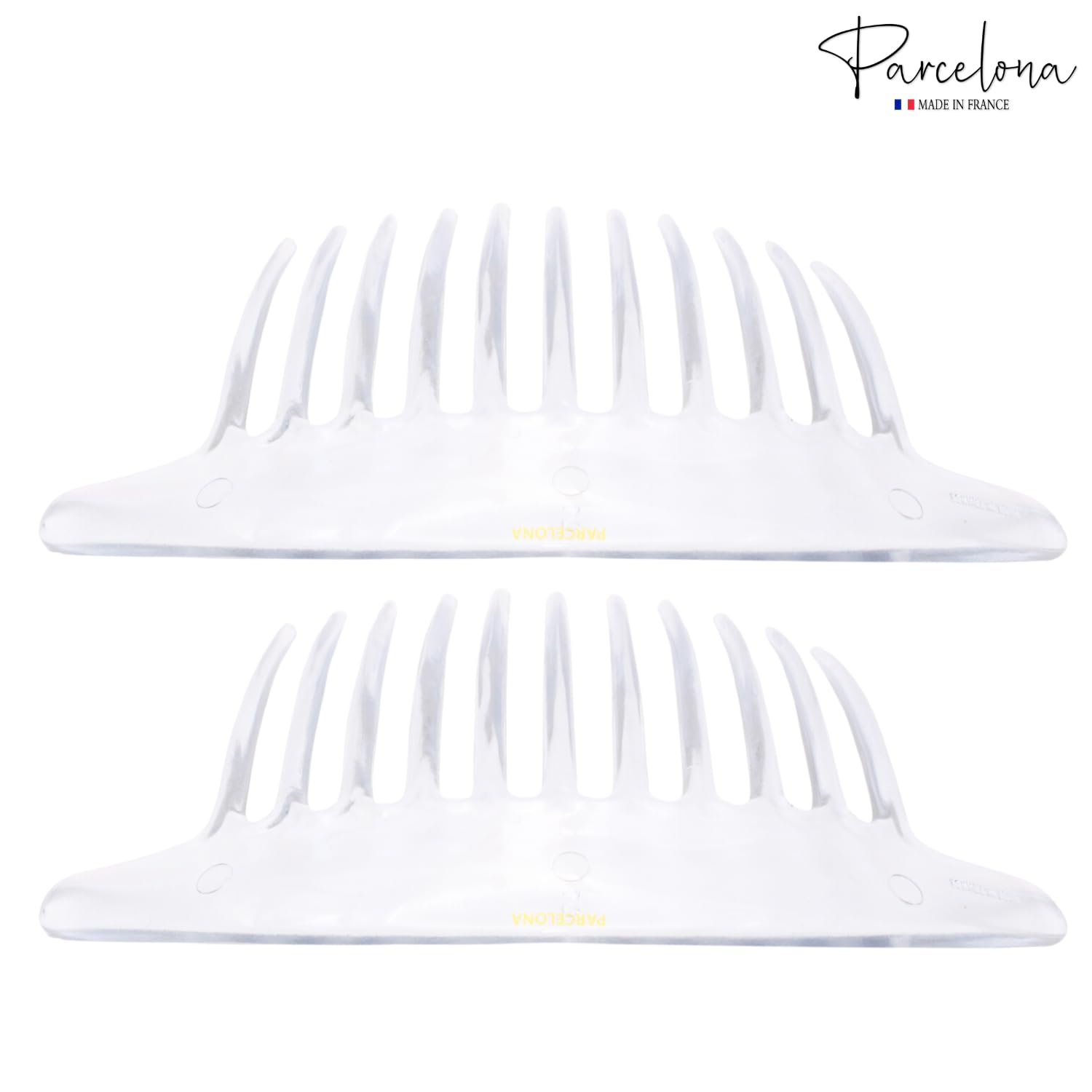 Parcelona French Tapered Edge 11 Teeth Side Hair Combs for Women & Girls (2Pcs)