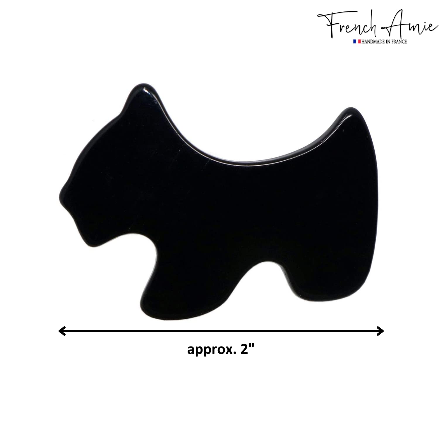 French Amie Scottish Dog Puppy 2" Small Cellulose Handmade Hair Barrette