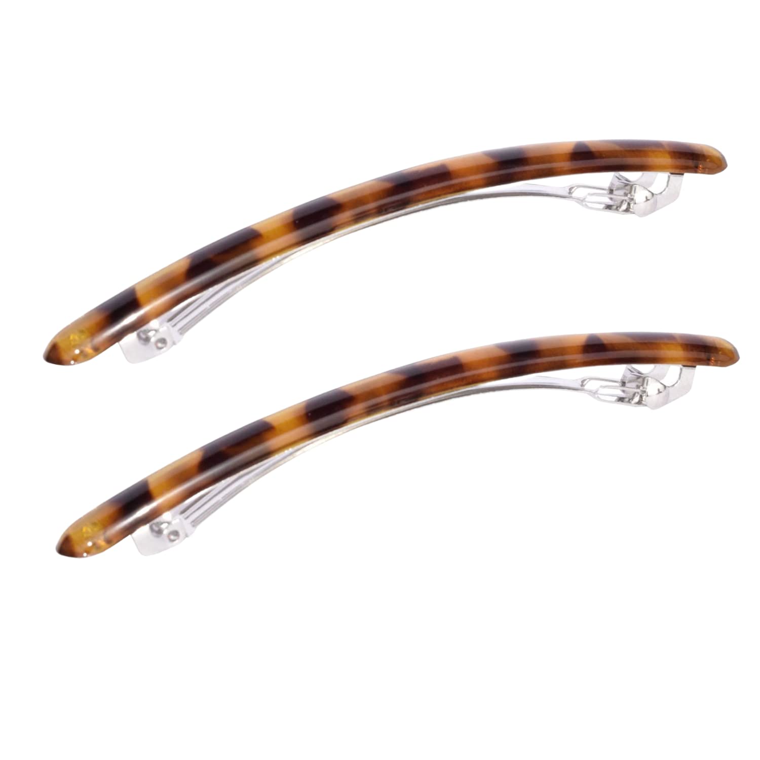 Parcelona French Skinny Rounded Large Cellulose Hair Barrettes for Women(2 Pcs)