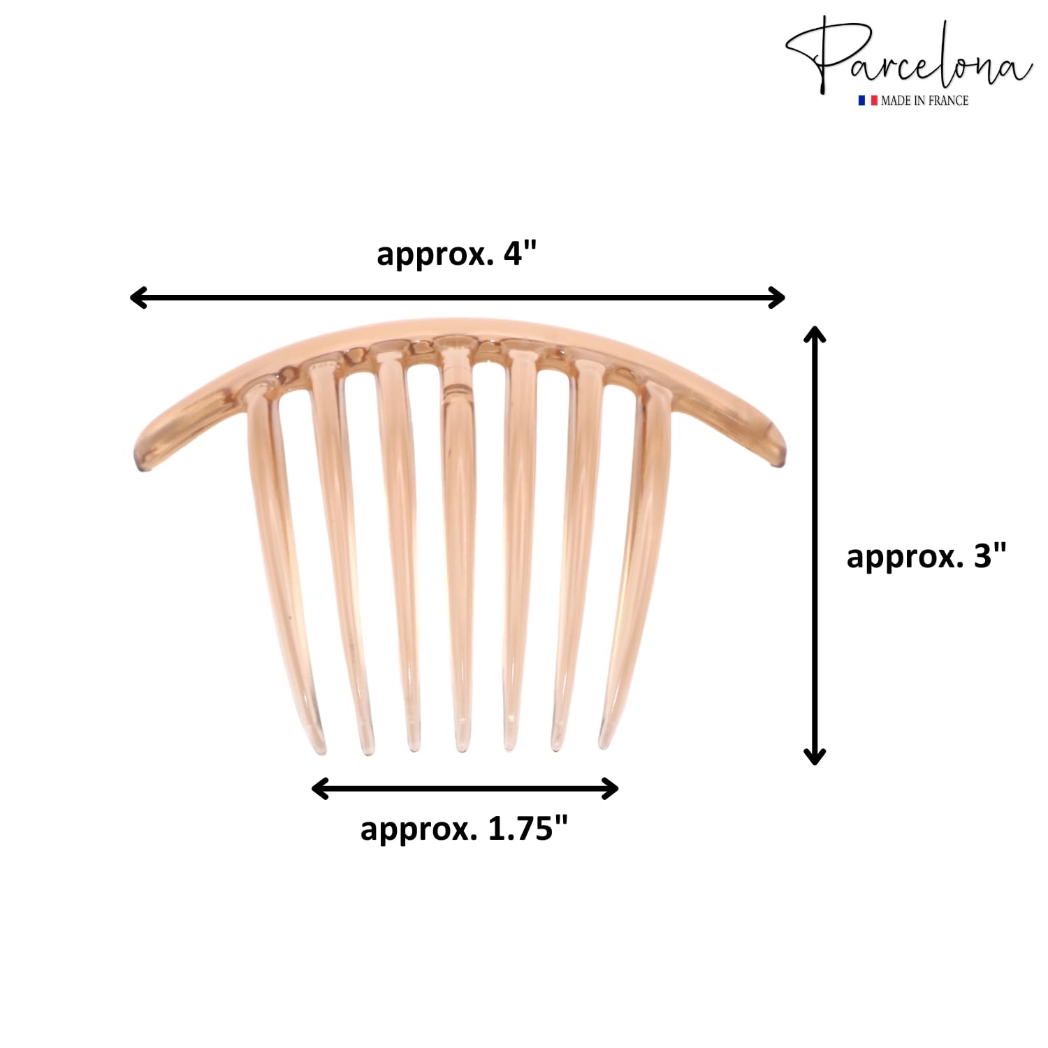 Parcelona French Twist 7 Teeth Large Cellulose Side Hair Combs for Women(2 Pcs)