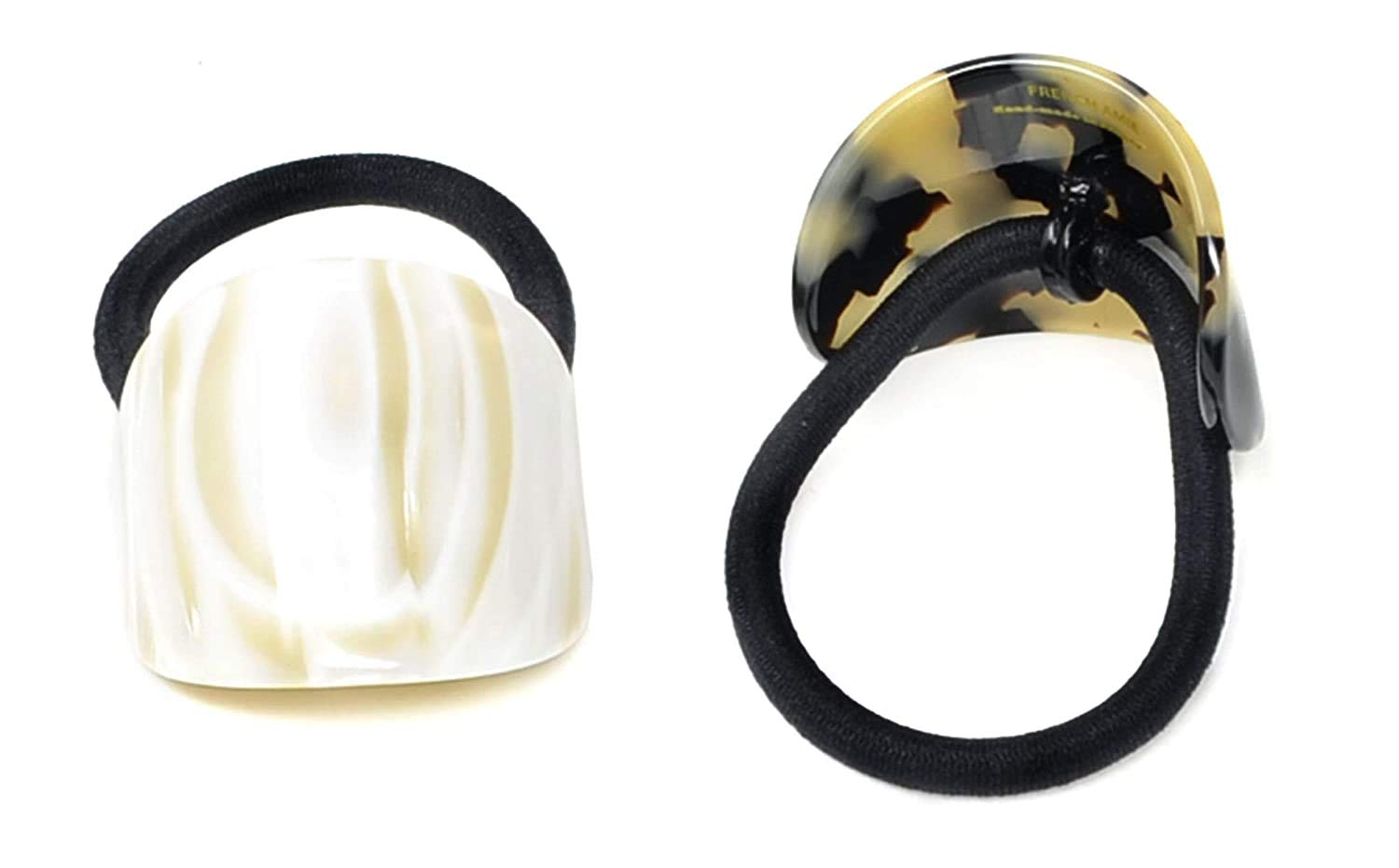French Amie Curve Oval Cellulose Handmade Ponytail Elastic Hair Tie for Women
