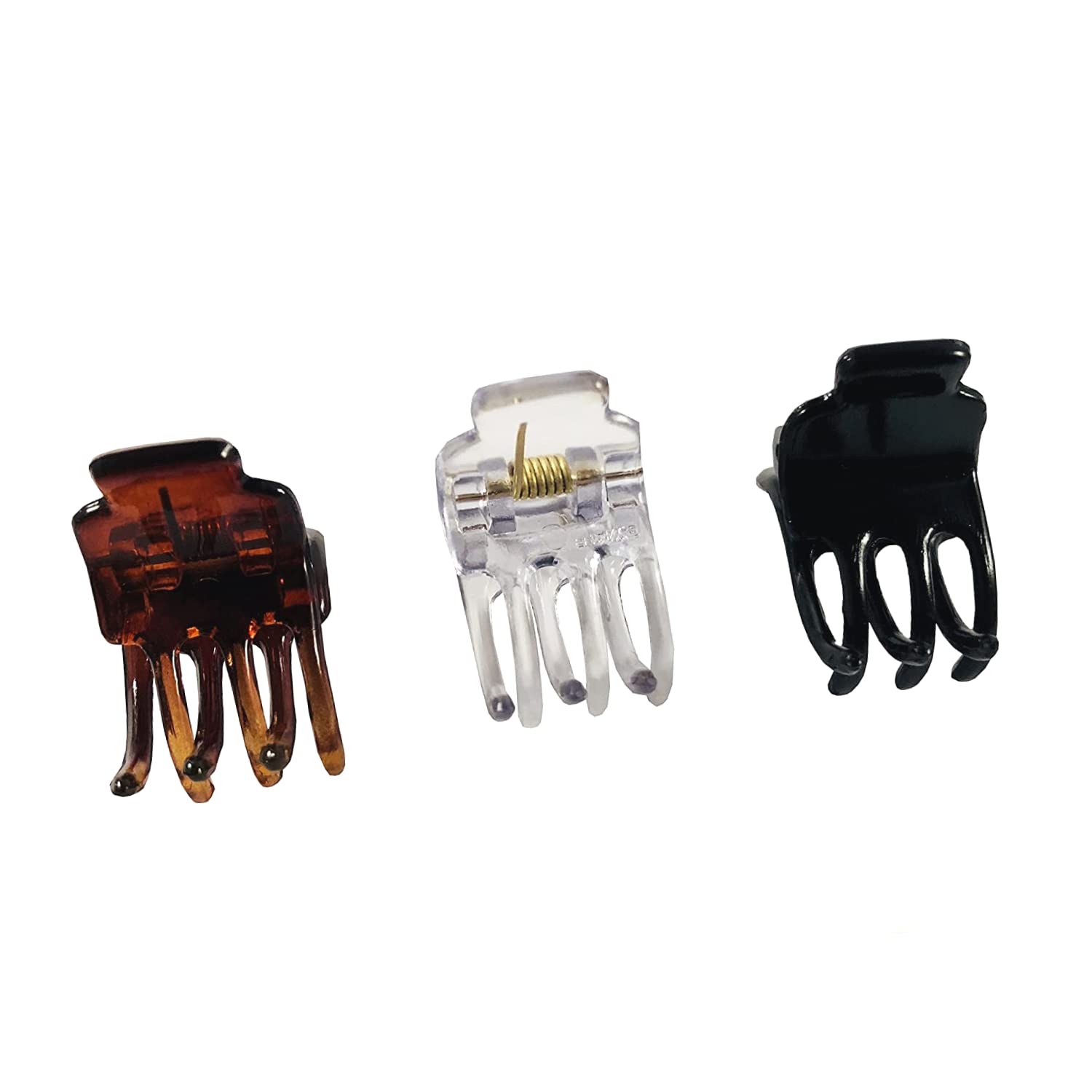 Parcelona French Pinch Mini Shell Black Clear Cellulose Jaw Hair Claw Clips