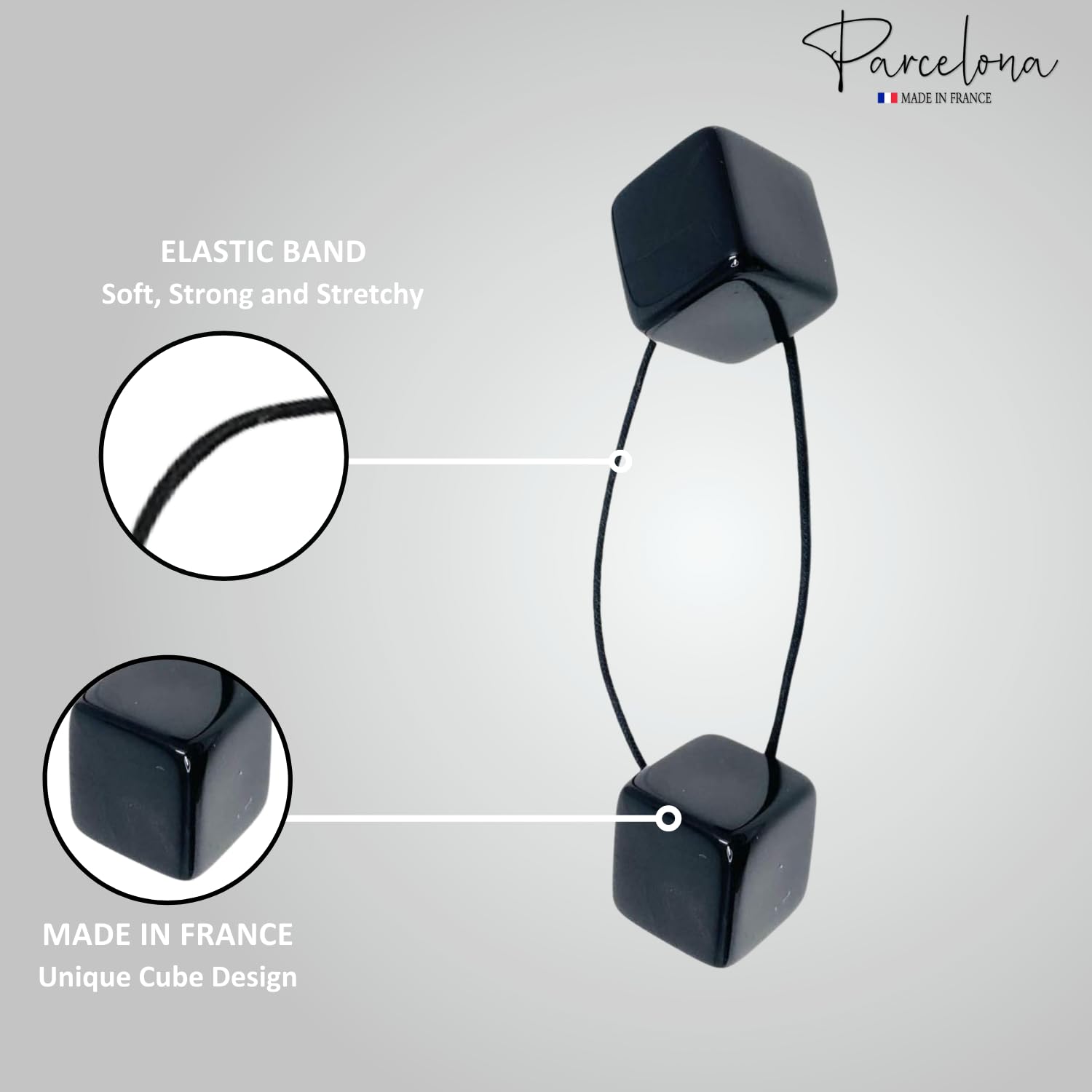 Parcelona French Twin Cube Small Cellulose Acetate Elastic Hair Ties (2 Pcs)