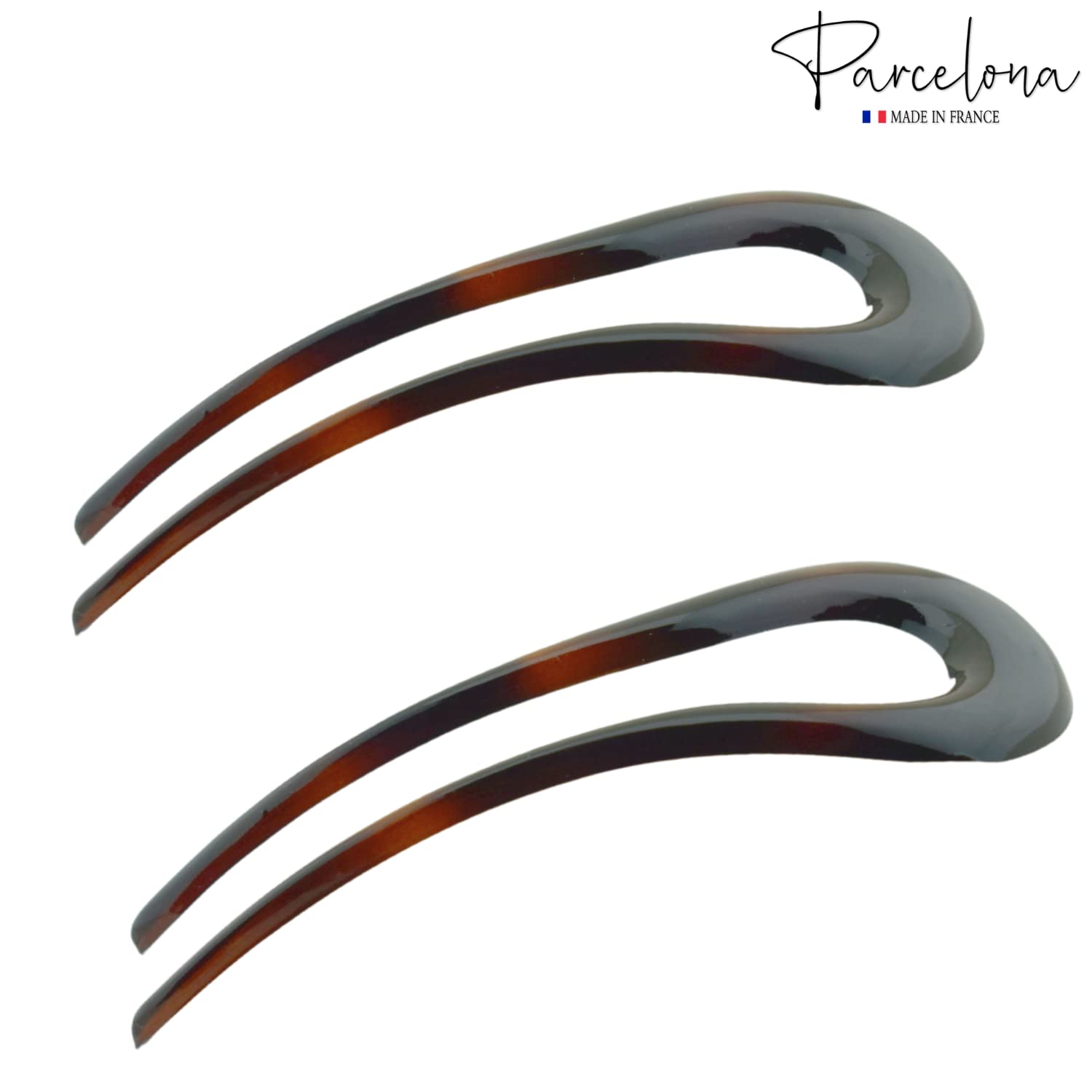 Parcelona French Curved U Large Cellulose Chignon Wavy Hair Stick for Women