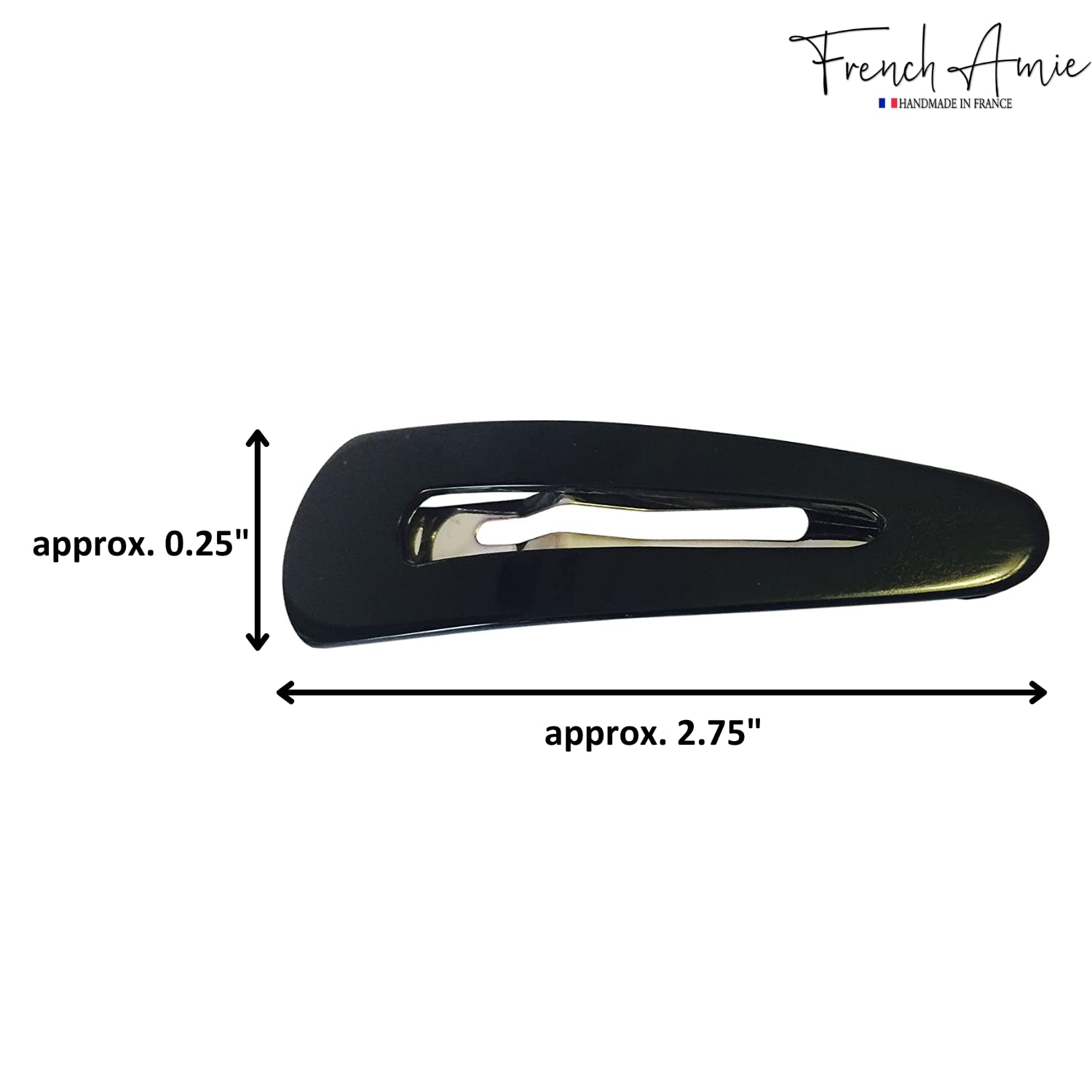 French Amie Clic Clac Large Handmade Cellulose Snap Hair Pins for Women(2 Pcs)