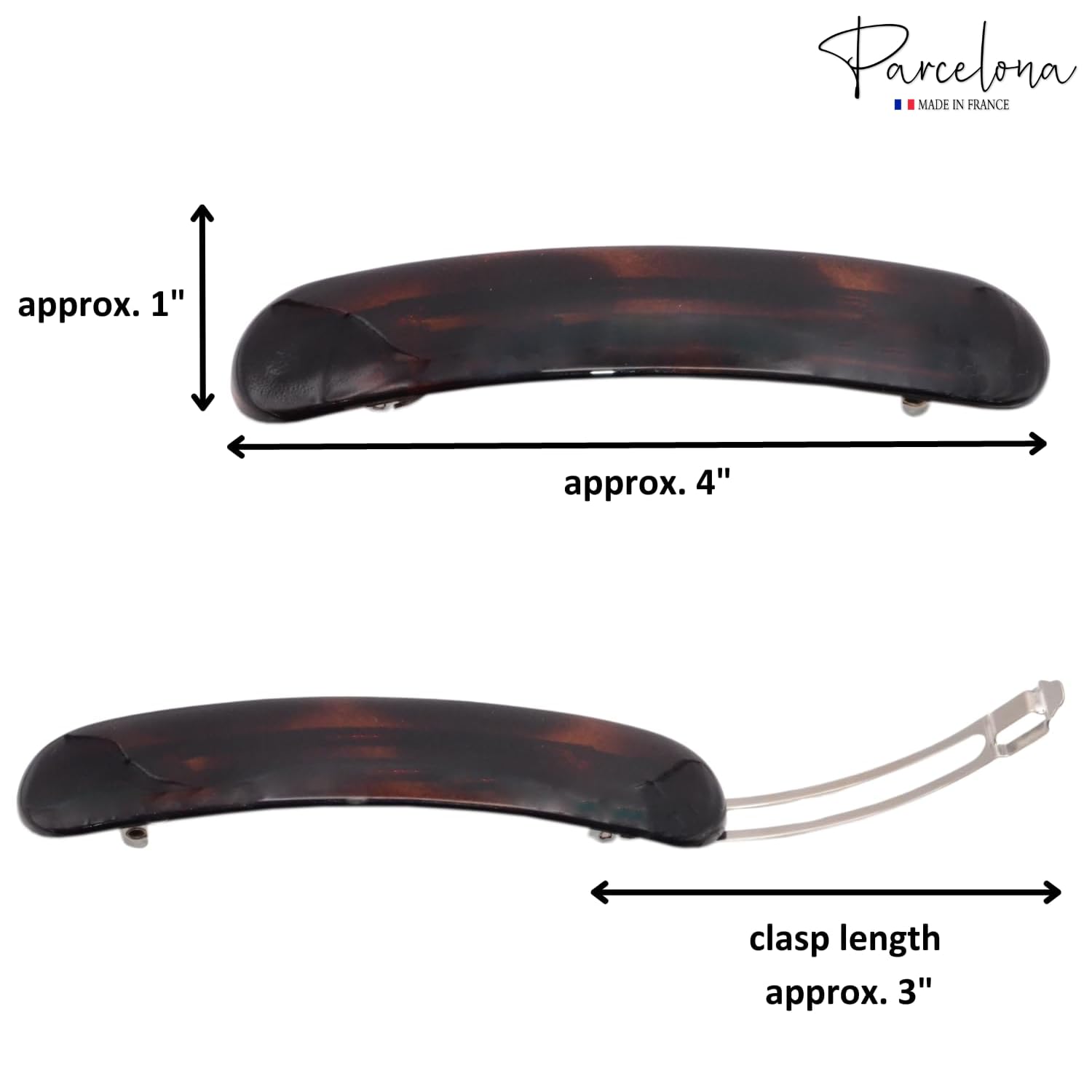 Parcelona French Elegant Duo Large Cellulose Hair Barrette for Women and Girls