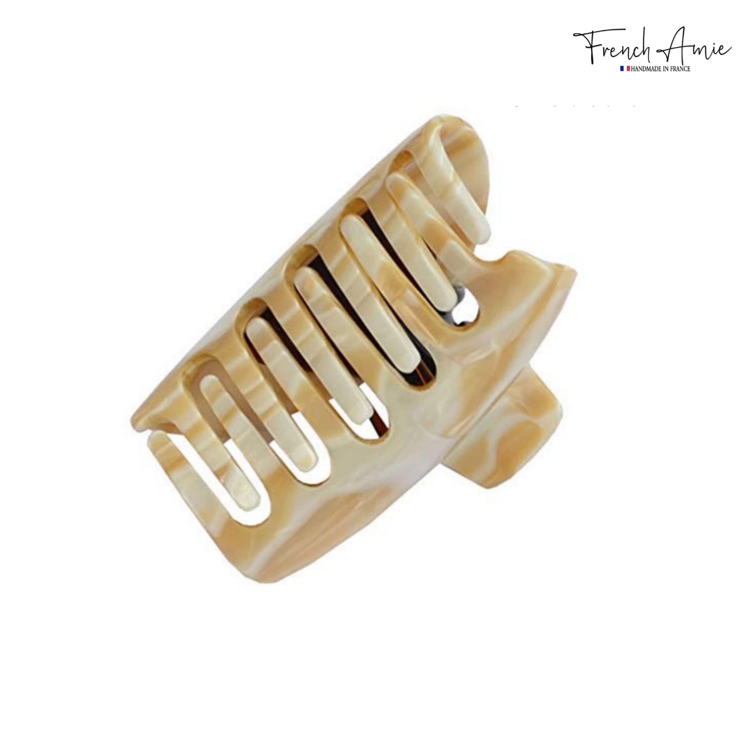 French Amie Tubular Wide Large Handmade Cellulose Jaw Hair Claw for Women